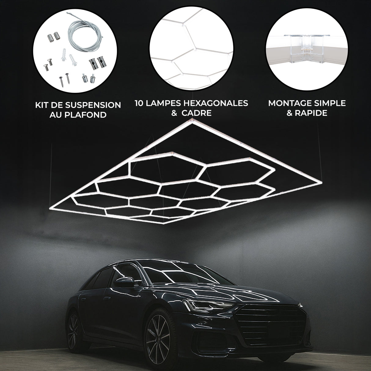 Lot de 10 Panneaux LED Hexagonaux & Bordures