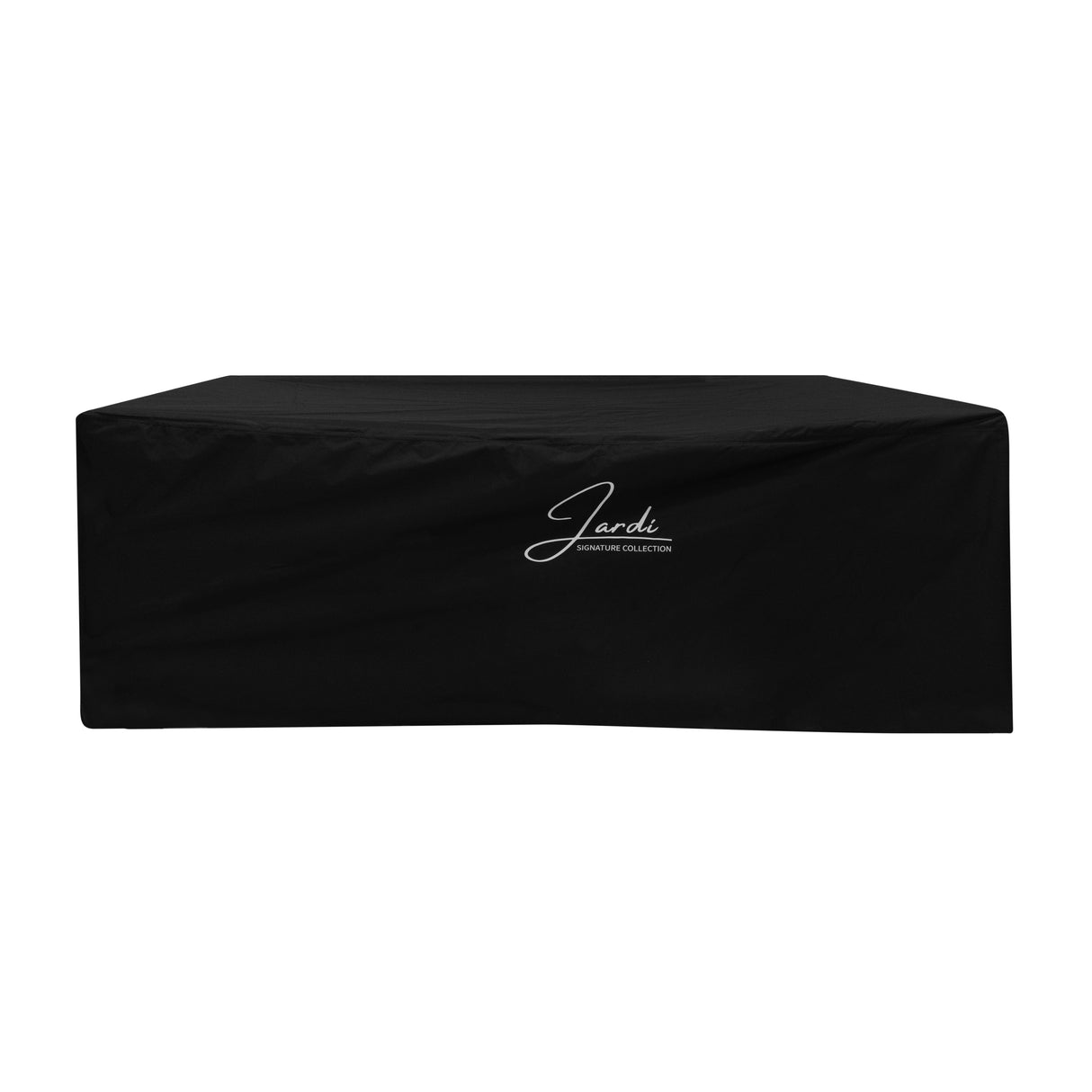 Housse de protection noire pour salon de jardin modulaire en rotin gris, résistante aux intempéries, avec logo Jardi sur le devant