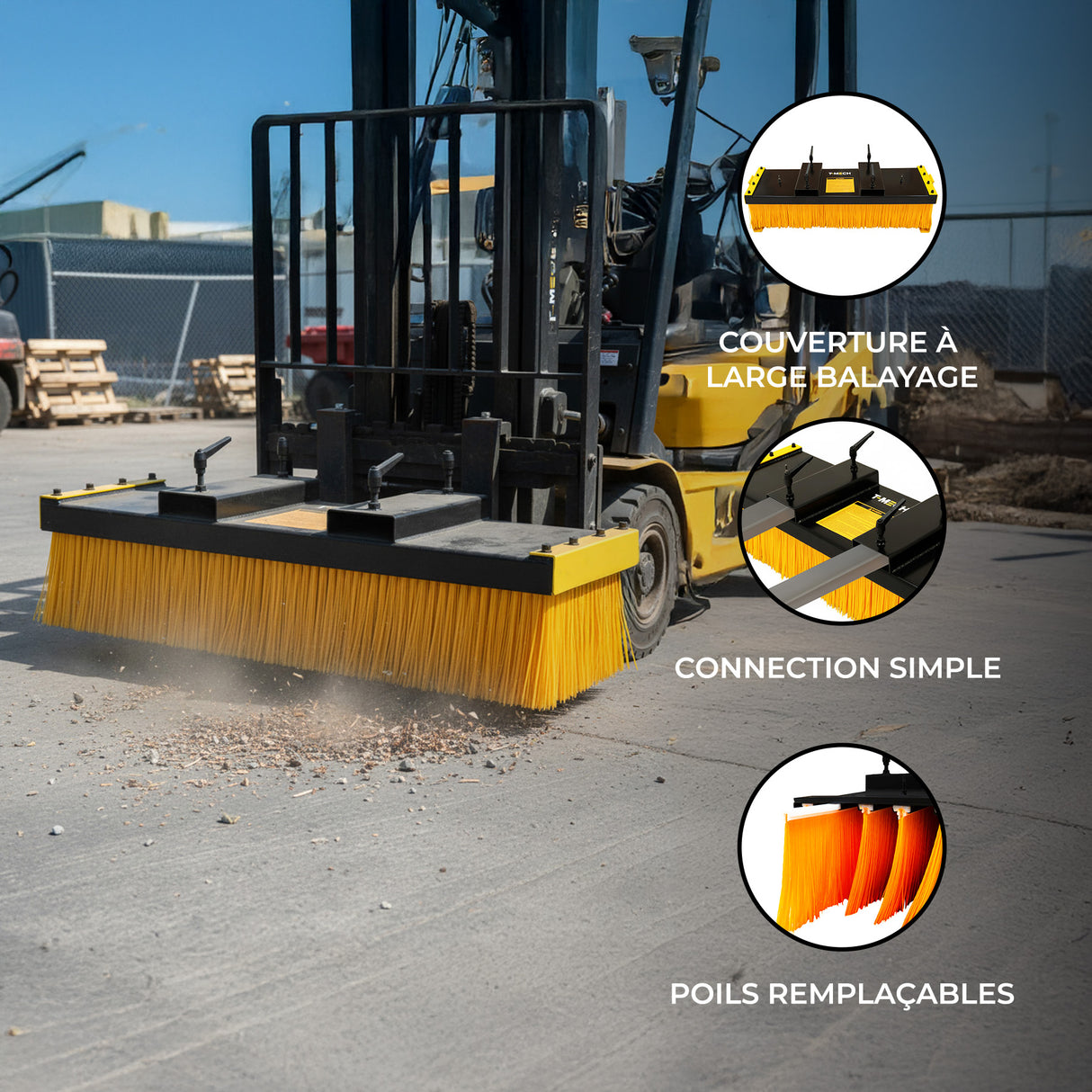 T-Mech Balai Pousseur Pour Chariot Élévateur