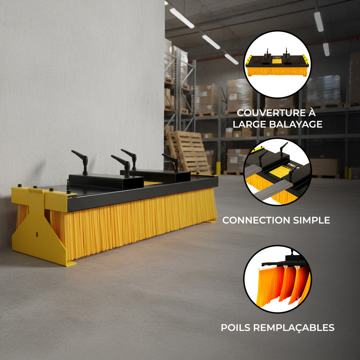 T-Mech Balai Pousseur & Support Pour Chariot Élévateur