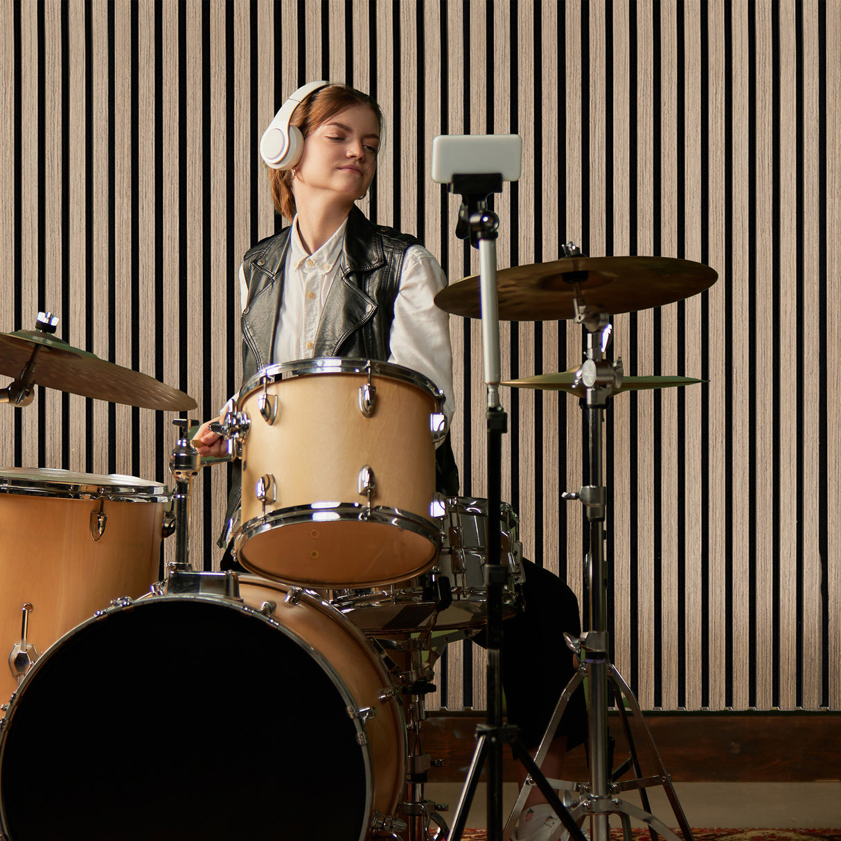 3x Panneaux Lattes Acoustiques Muraux - Noyer Clair