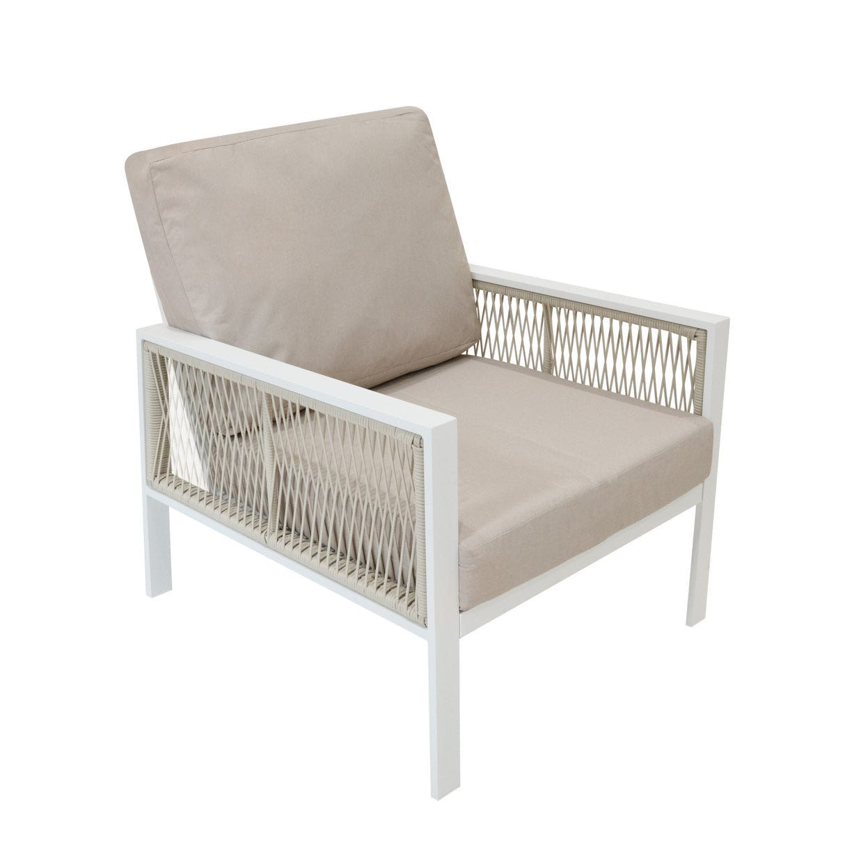 Lot de Salon de Jardin 4 Pièces en Aluminium Blanc & Coffre de Rangement 582 L en Rotin Noir