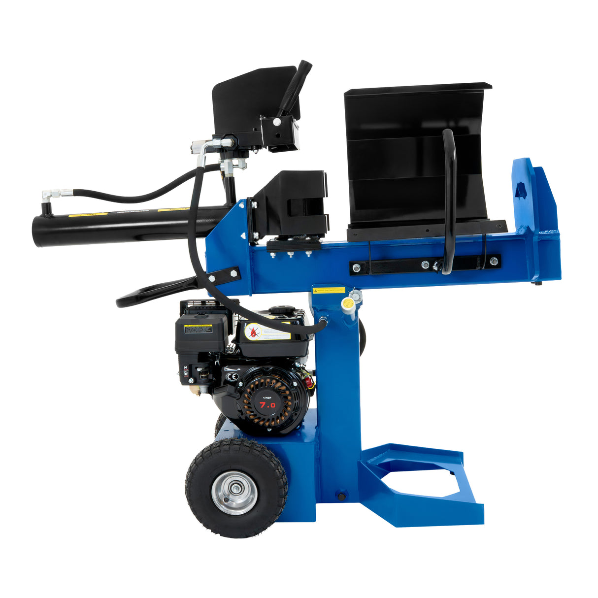 Fendeur de bûches T-Mech de 520 mm, 15 T, avec moteur puissant, cadre bleu robuste et roues pour une mobilité facile