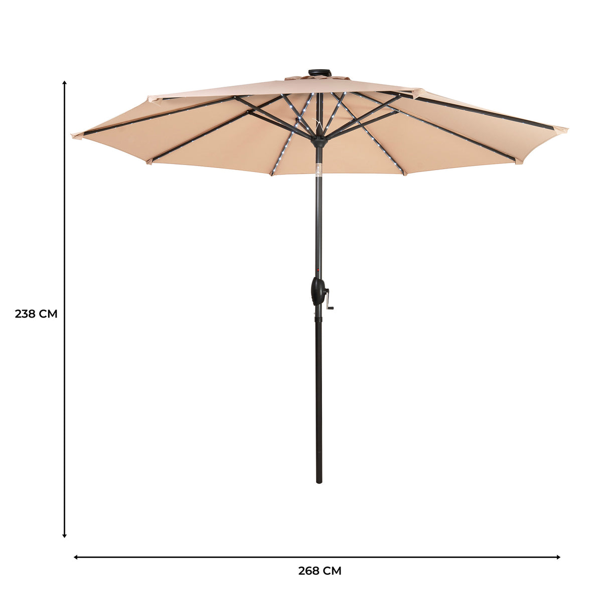 Parasol Inclinable à LED 2,7 m - Beige