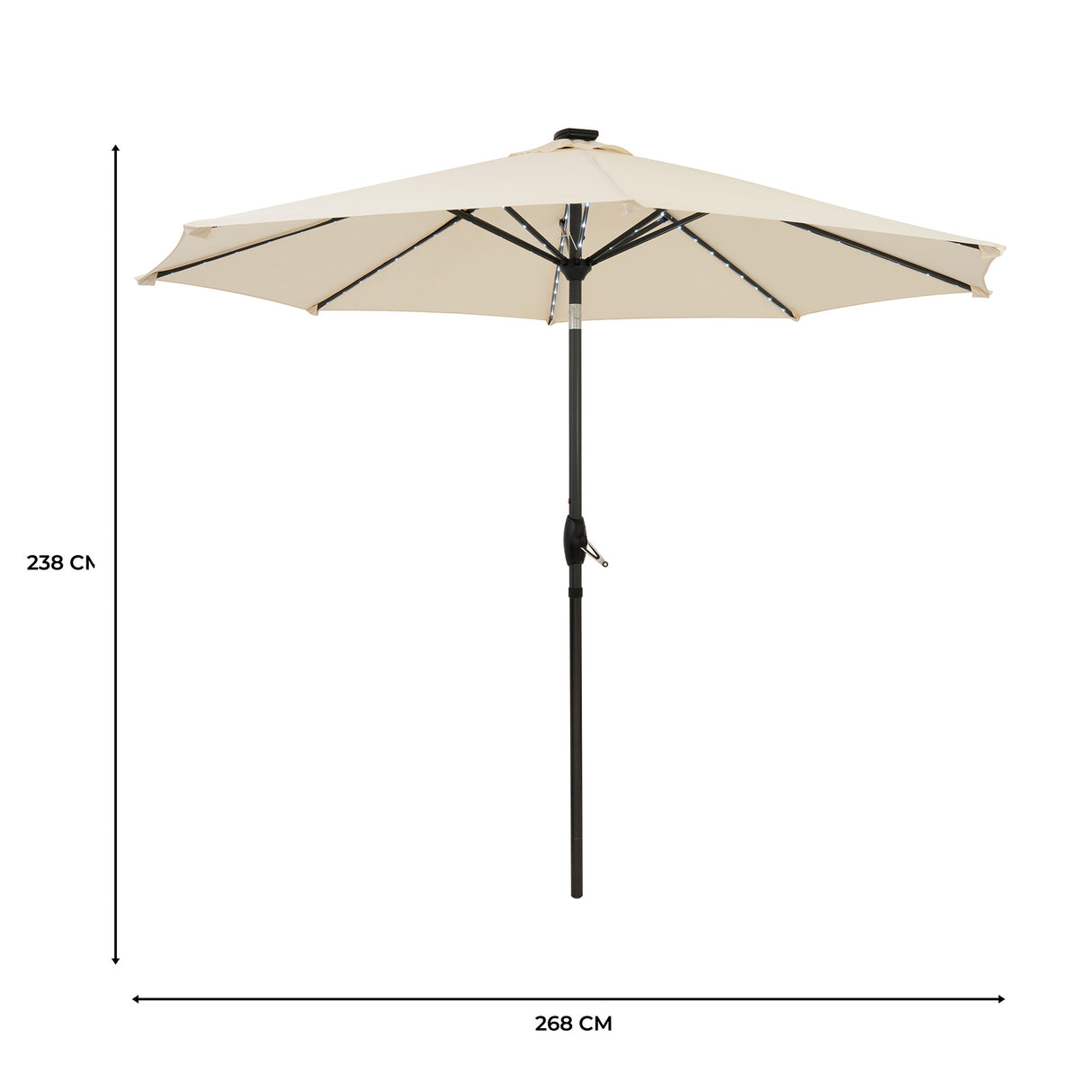 Parasol Inclinable à LED 2,7 m - Crème