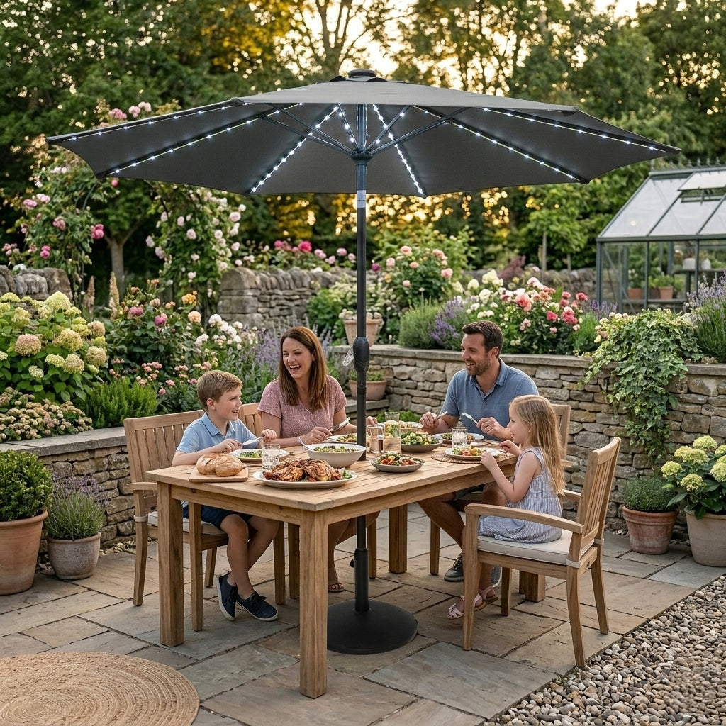 Parasol Inclinable à LED 2,7 m - Gris