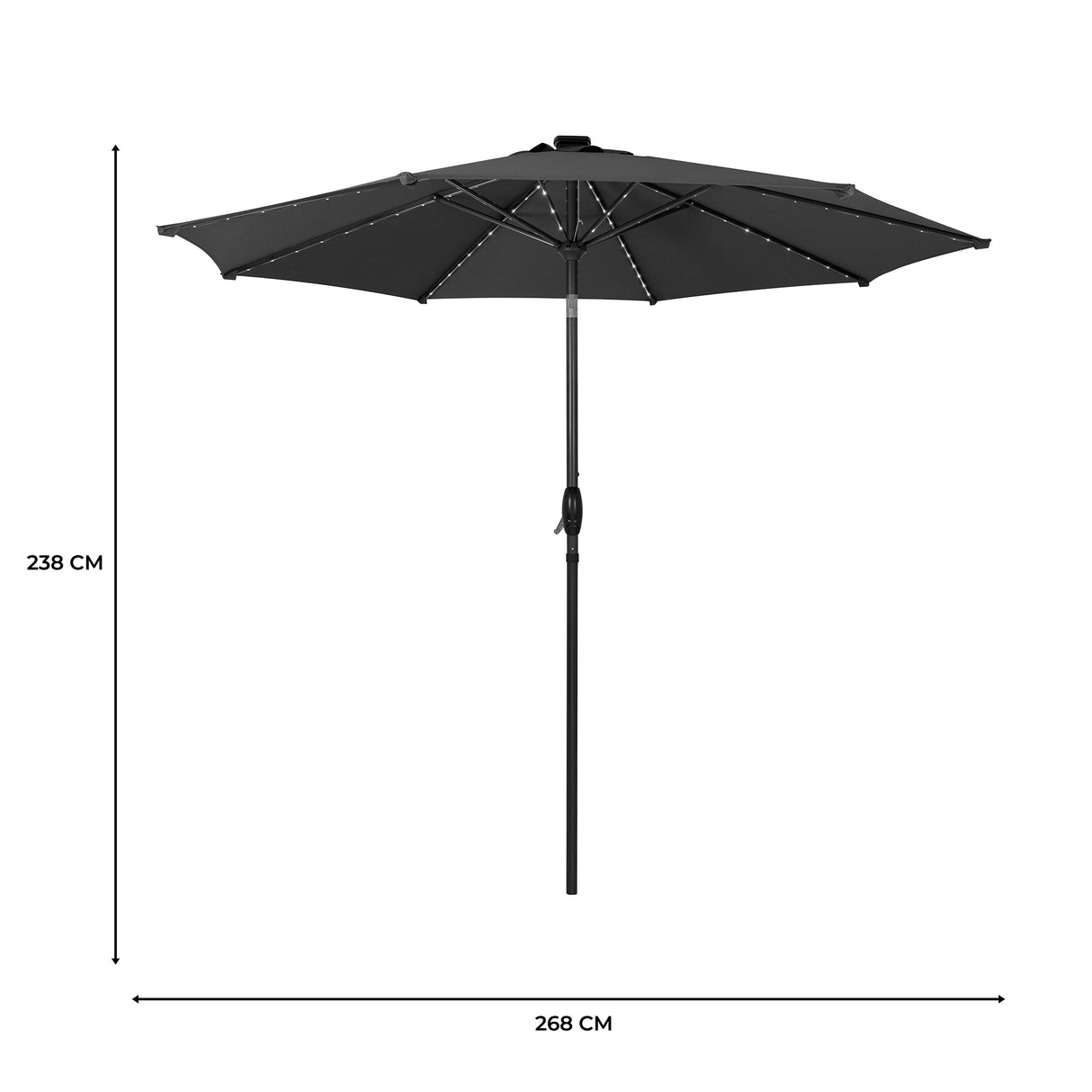 Parasol Inclinable à LED 2,7 m - Gris