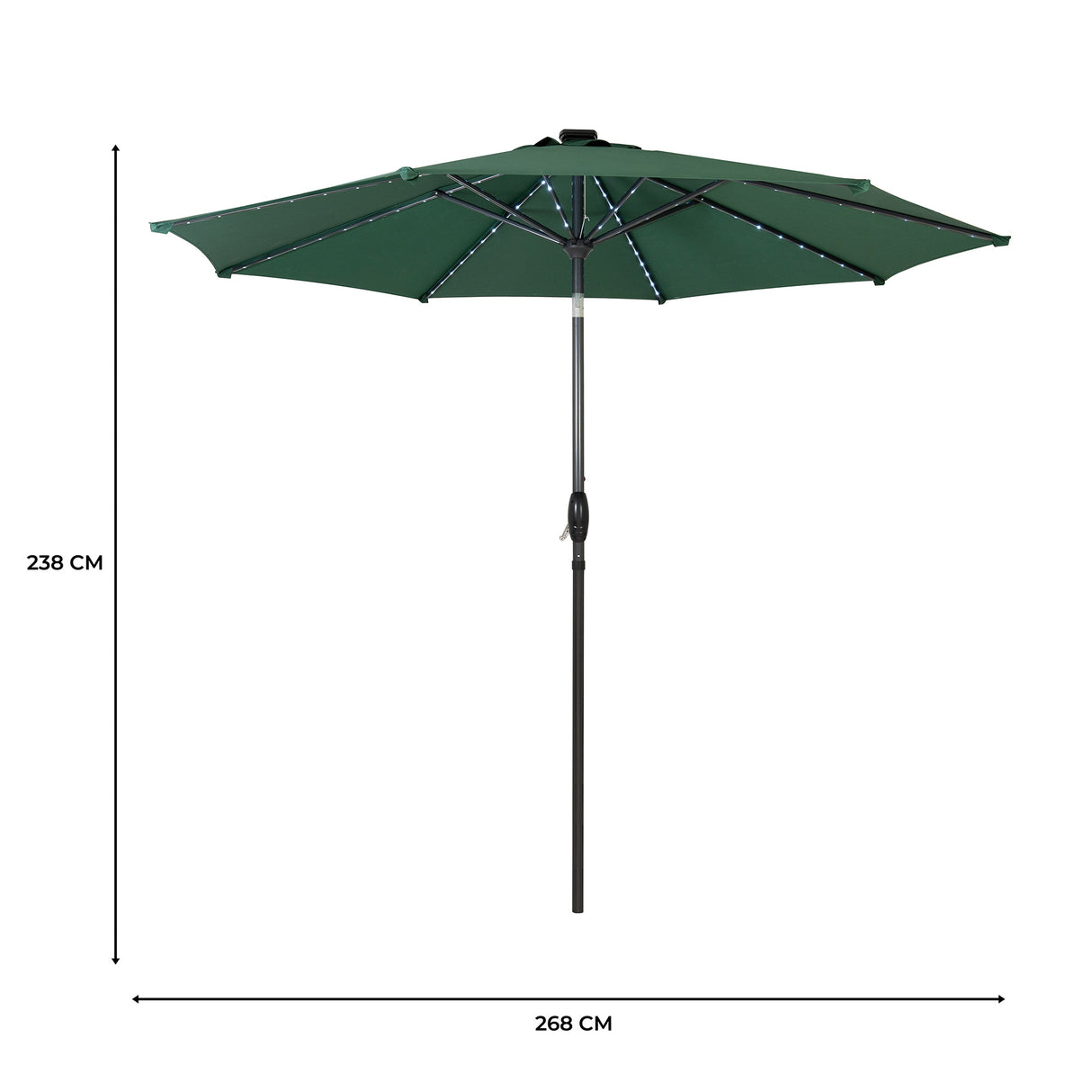 Parasol Inclinable à LED 2,7 m - Vert