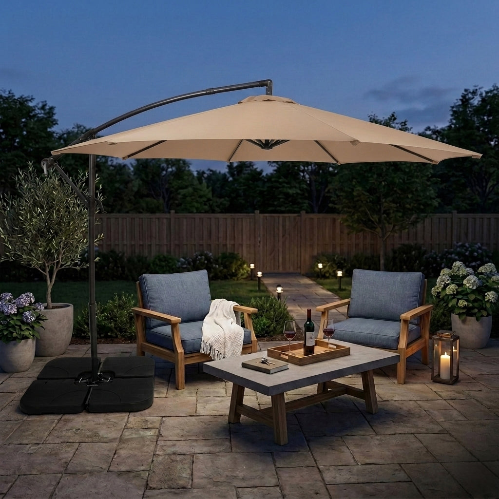 Parasol Banane à Mât Déporté 3 m - Beige