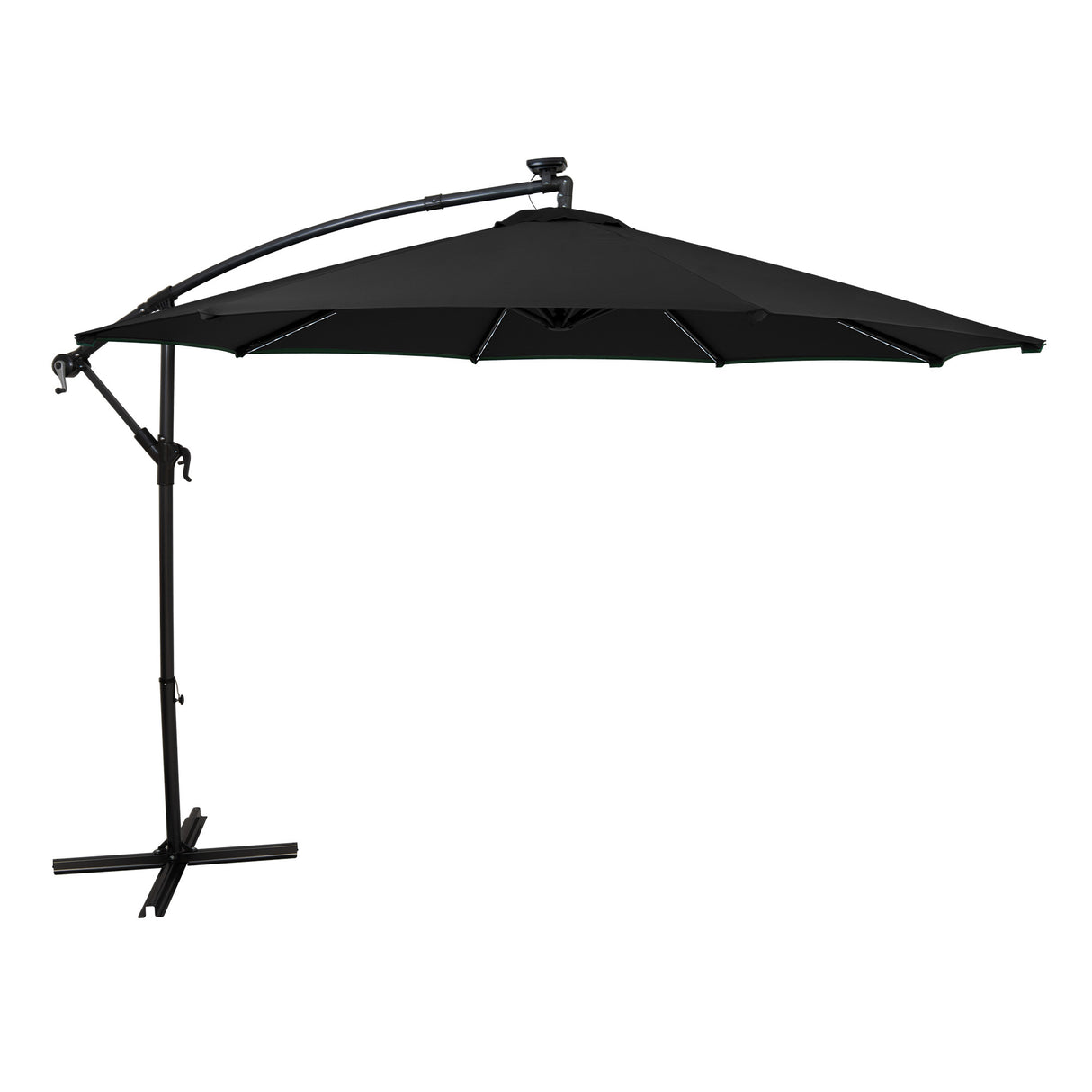 Parasol Banane à Mât Déporté à LED 3 m - Noir