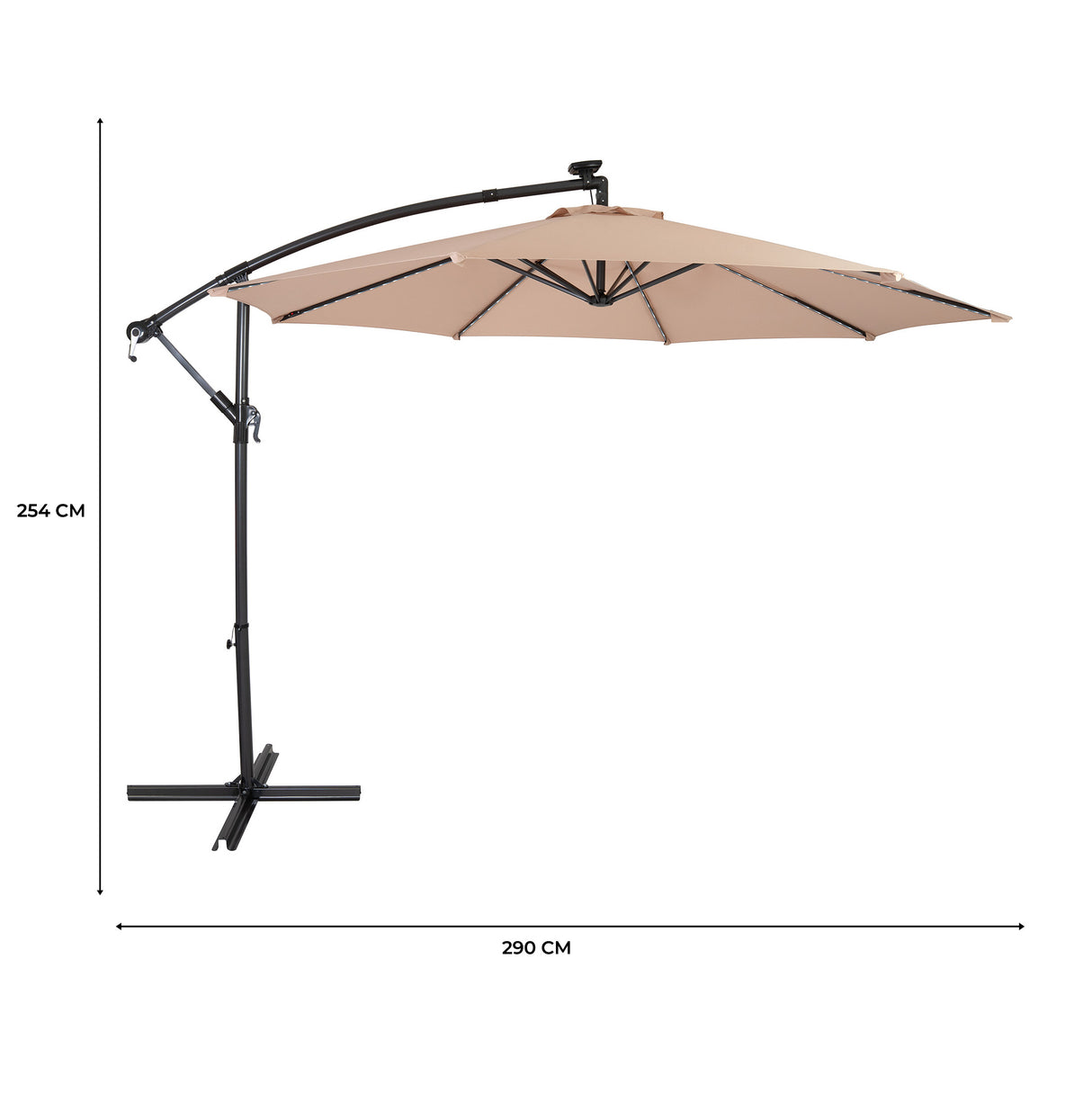 Parasol Banane à Mât Déporté à LED 3 m - Beige