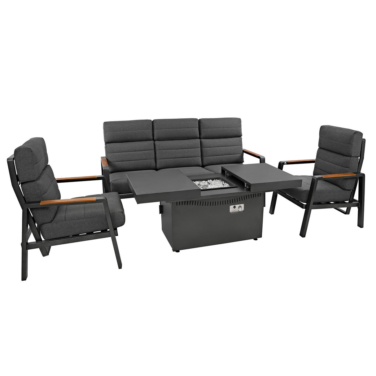 Salon de Jardin Inclinable 5 Places avec Brasero