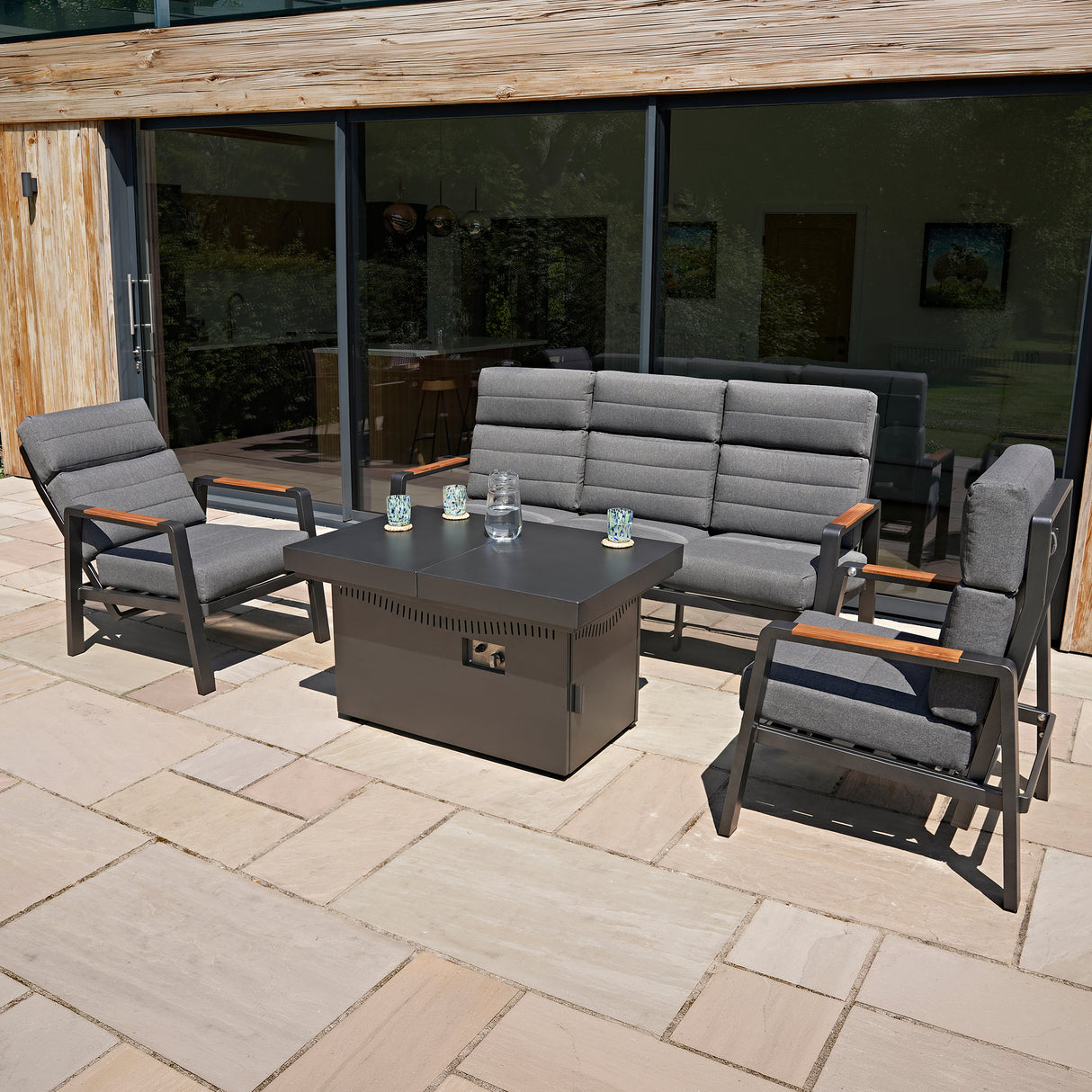 Salon de Jardin Inclinable 5 Places avec Brasero