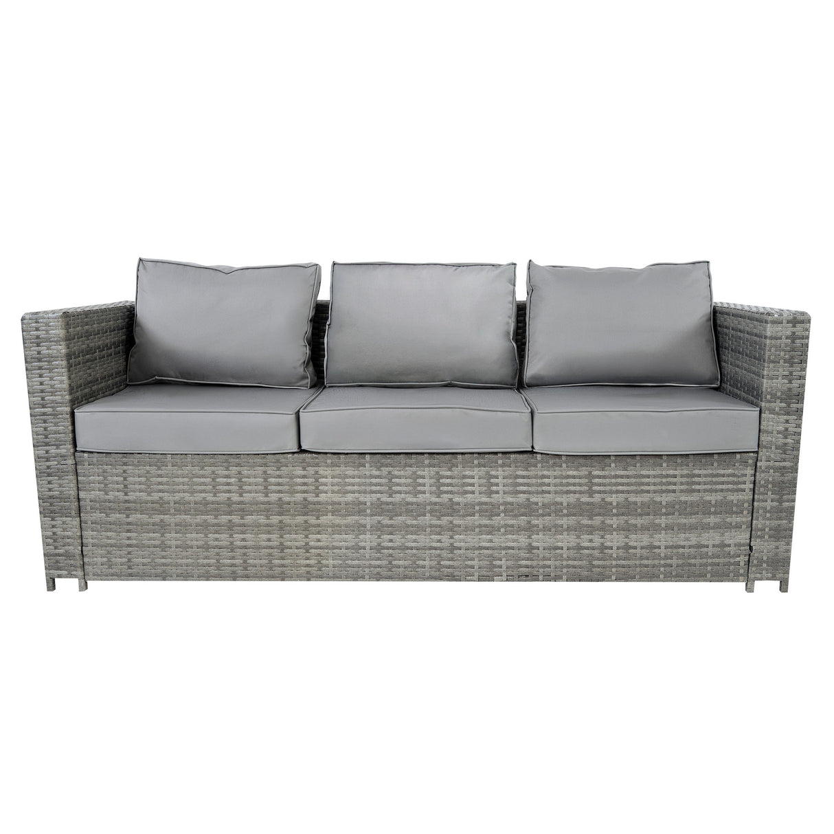 Salon de Jardin 8 Personnes en Polyrotin & Foyer à Gaz - Gris