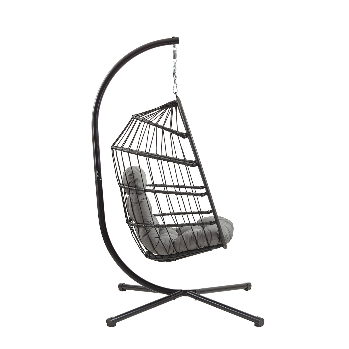Fauteuil Œuf Suspendu en Rotin - Noir