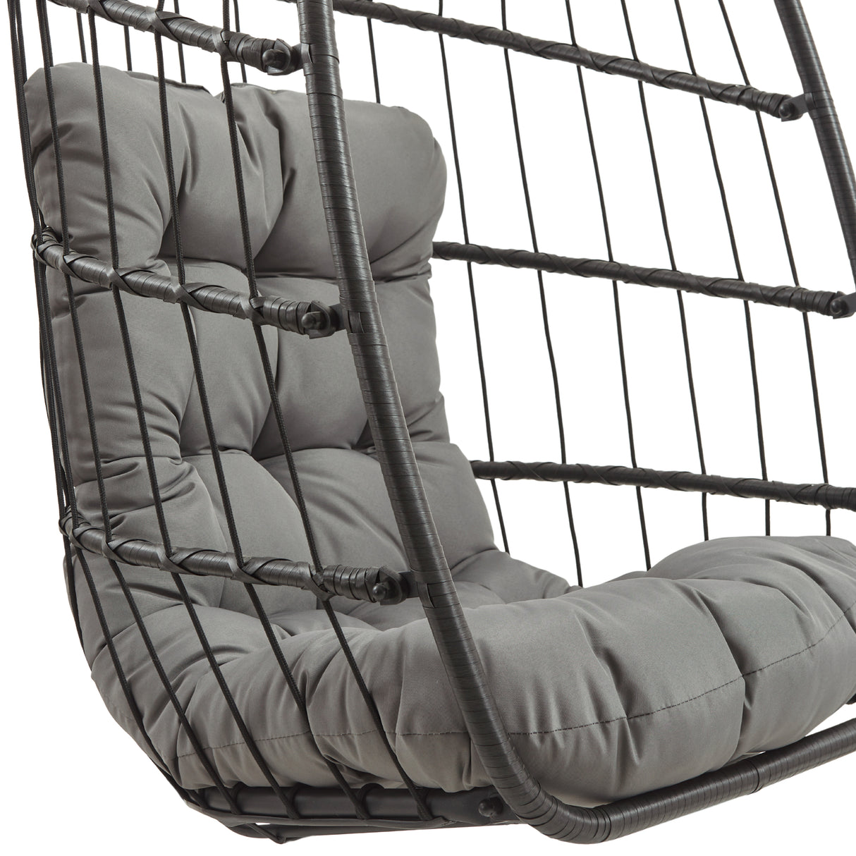 Fauteuil Œuf Suspendu en Rotin - Noir