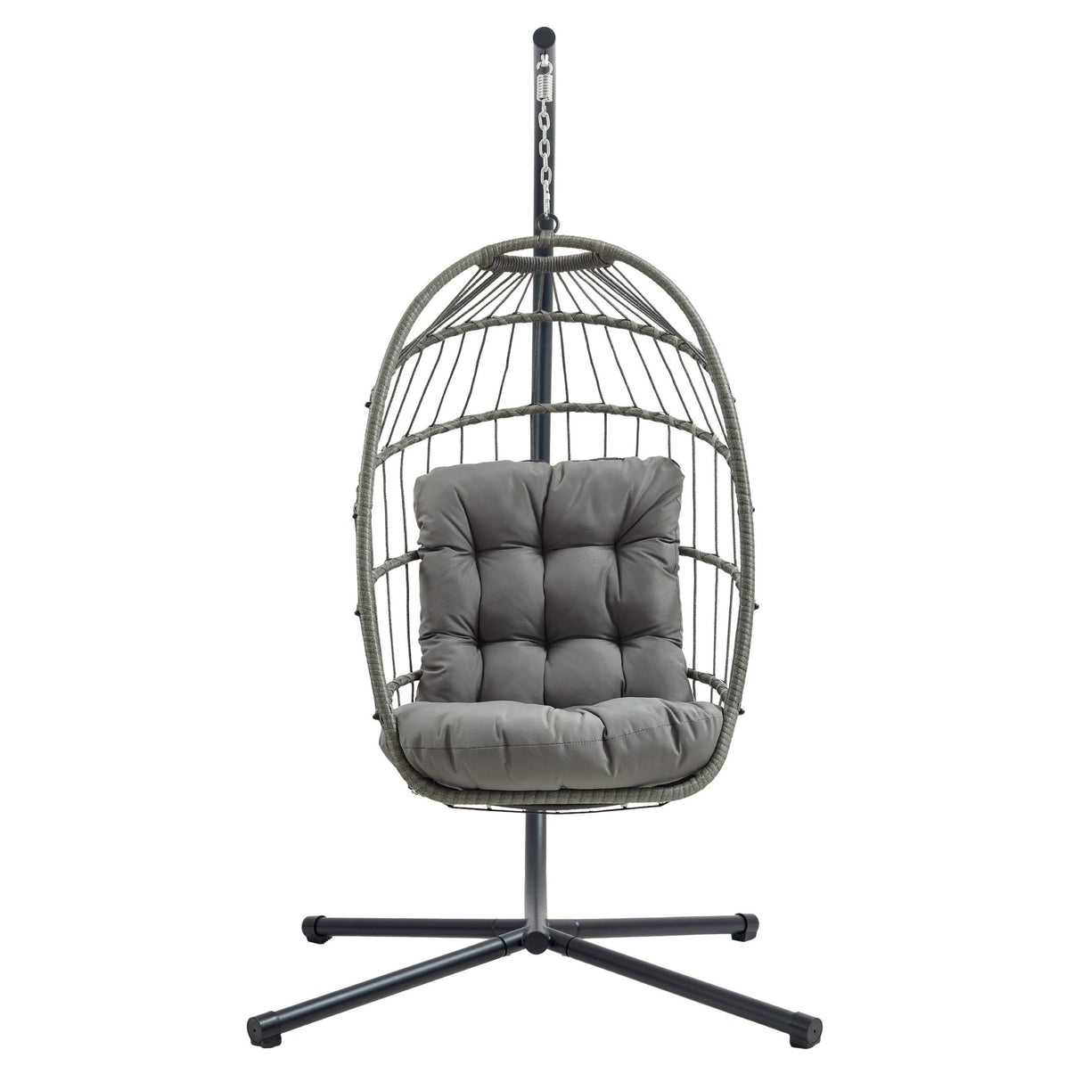 Fauteuil Œuf Suspendu en Rotin - Gris
