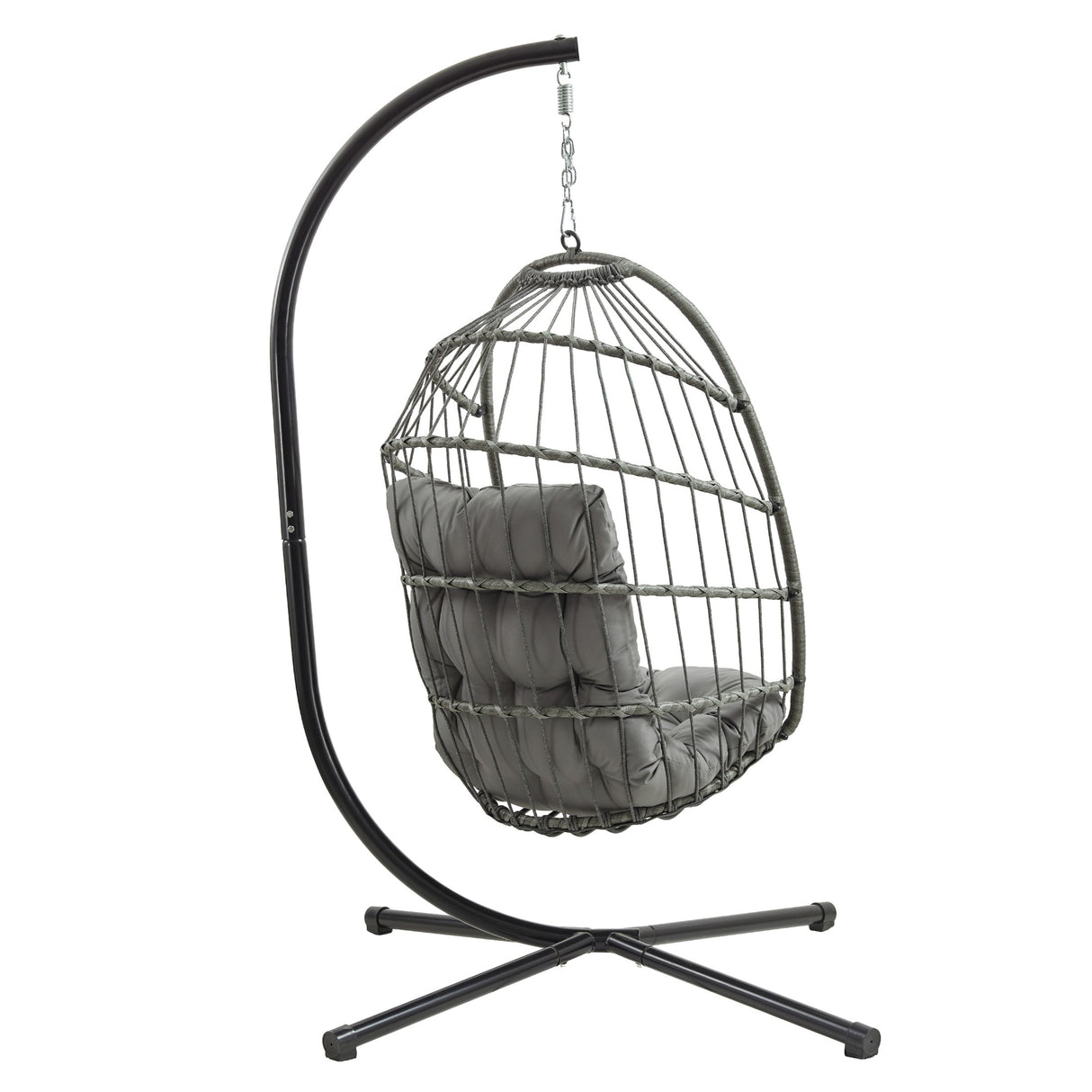 Fauteuil Œuf Suspendu en Rotin - Gris