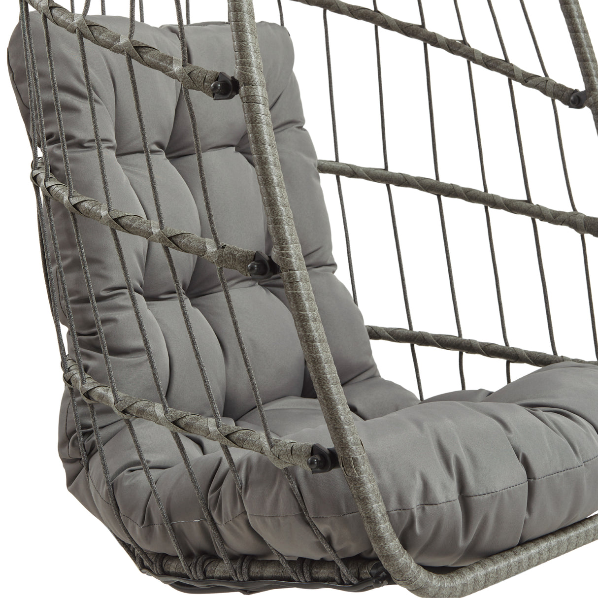 Fauteuil Œuf Suspendu en Rotin - Gris