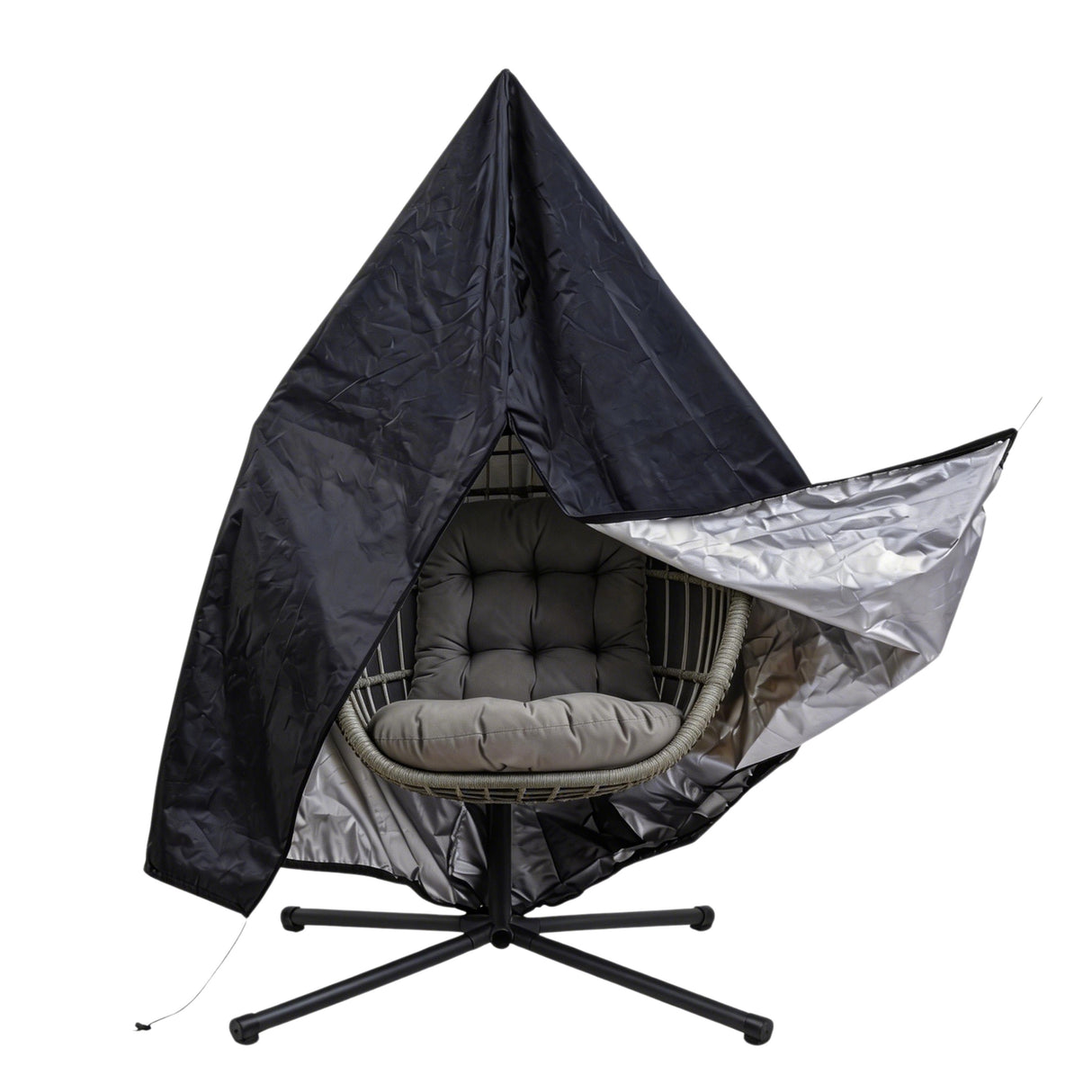 Fauteuil Œuf Suspendu en Rotin - Gris