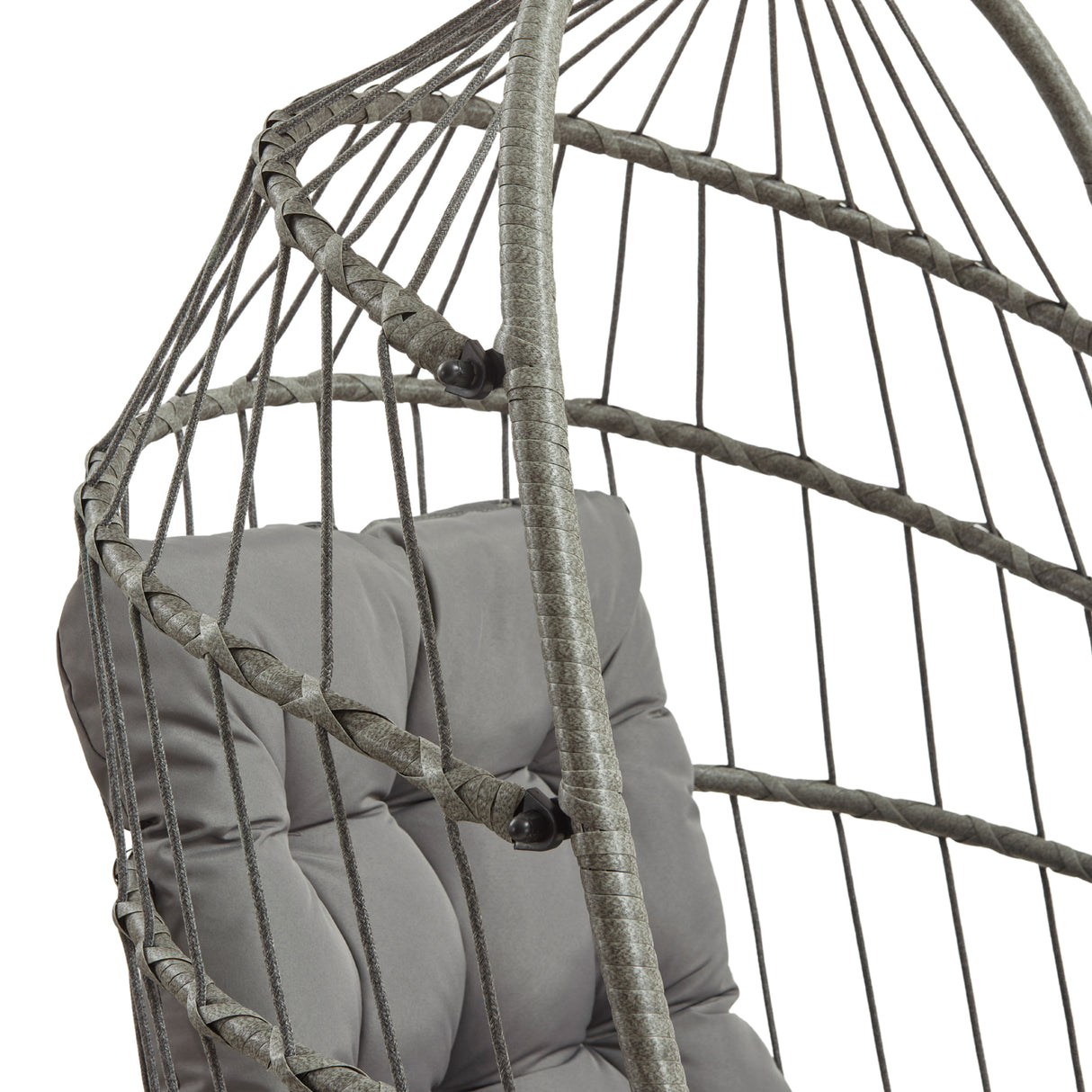 Fauteuil Œuf Suspendu en Rotin - Gris