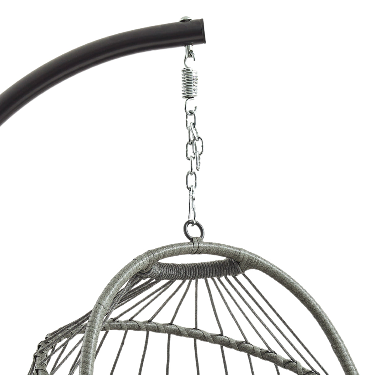 Fauteuil Œuf Suspendu en Rotin - Gris
