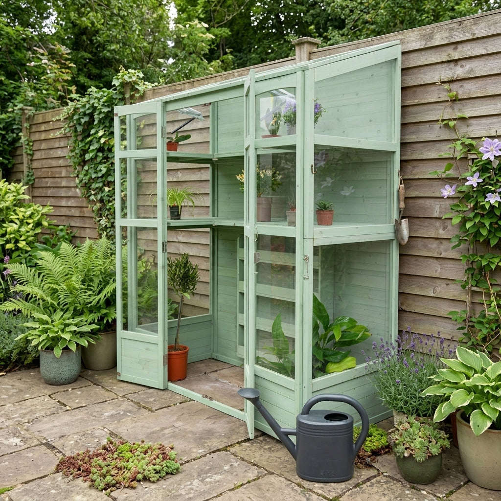 Serre de Jardin Adossée en Bois - Vert