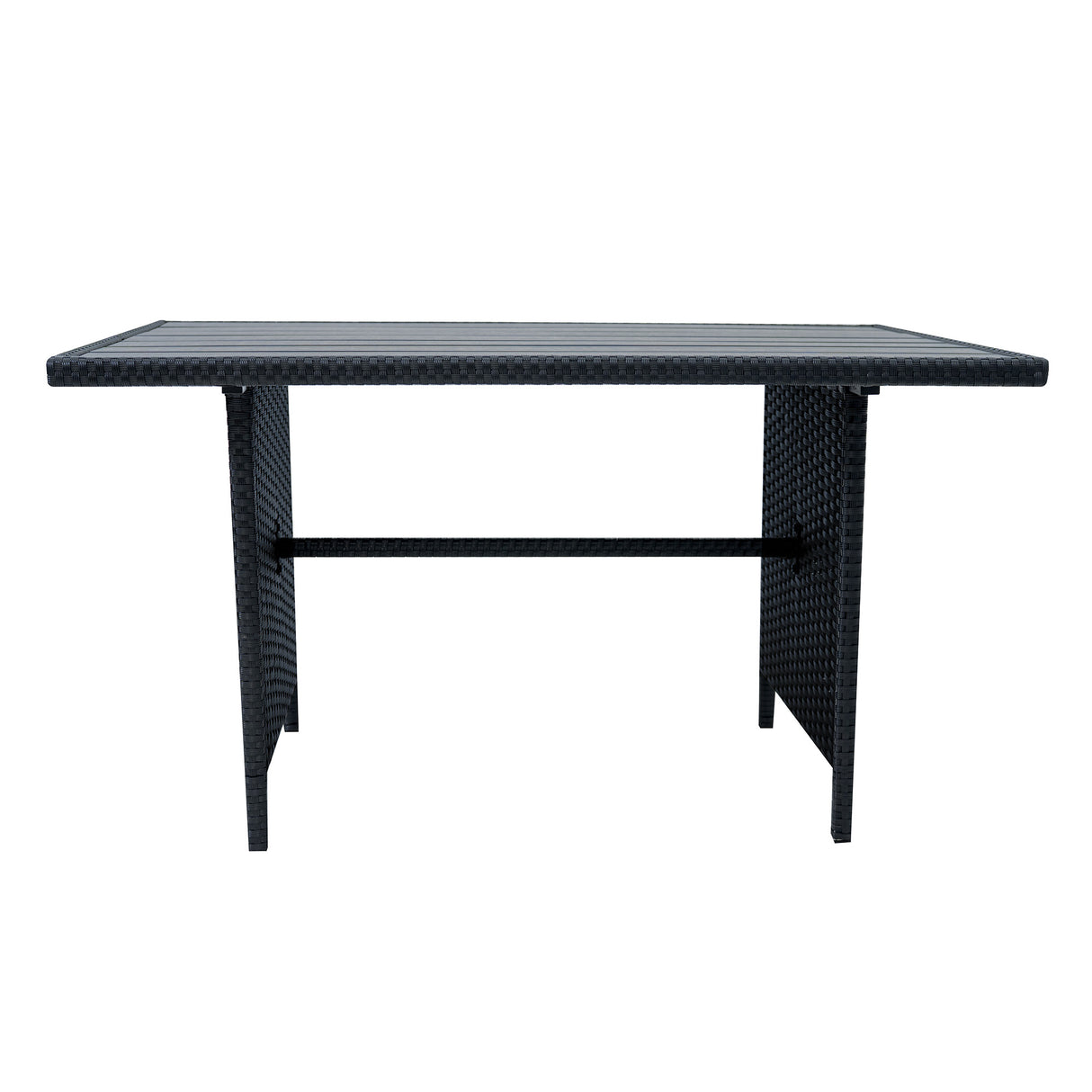 Salon de Jardin en Rotin & Table en Bois Composite - Noir