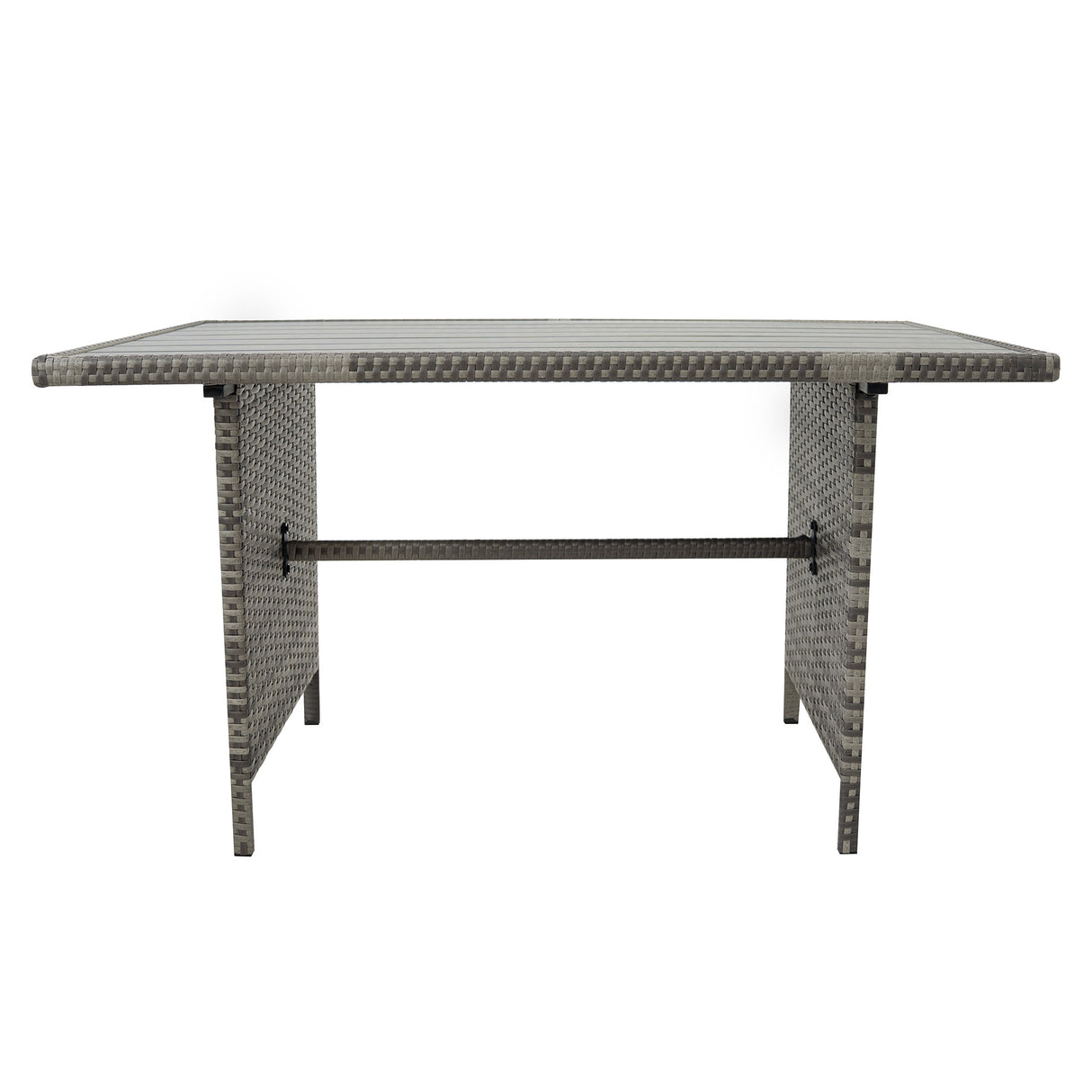 Salon de Jardin en Rotin & Table en Bois Composite - Gris