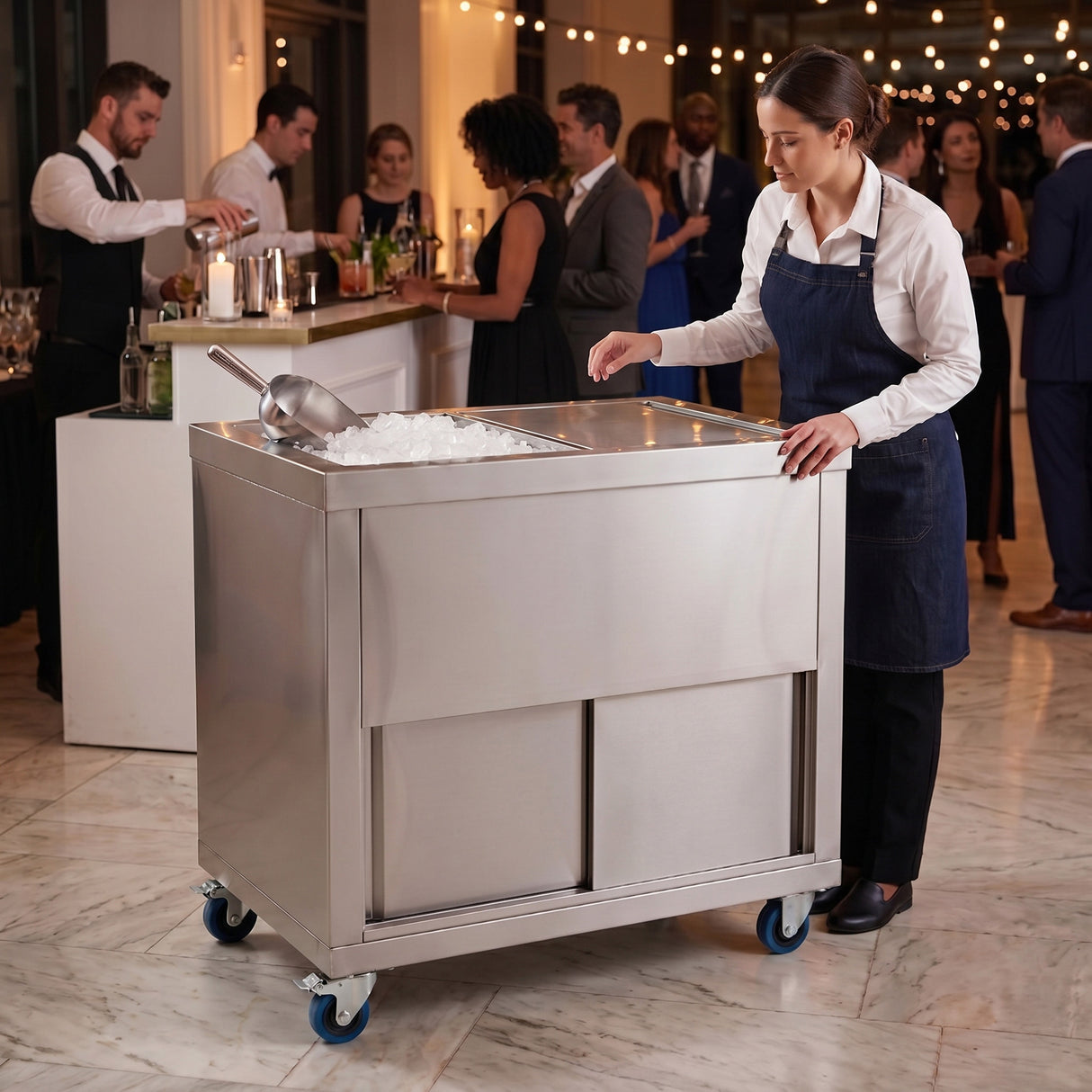 Bac à Glaçons Mobile 109 L en Inox