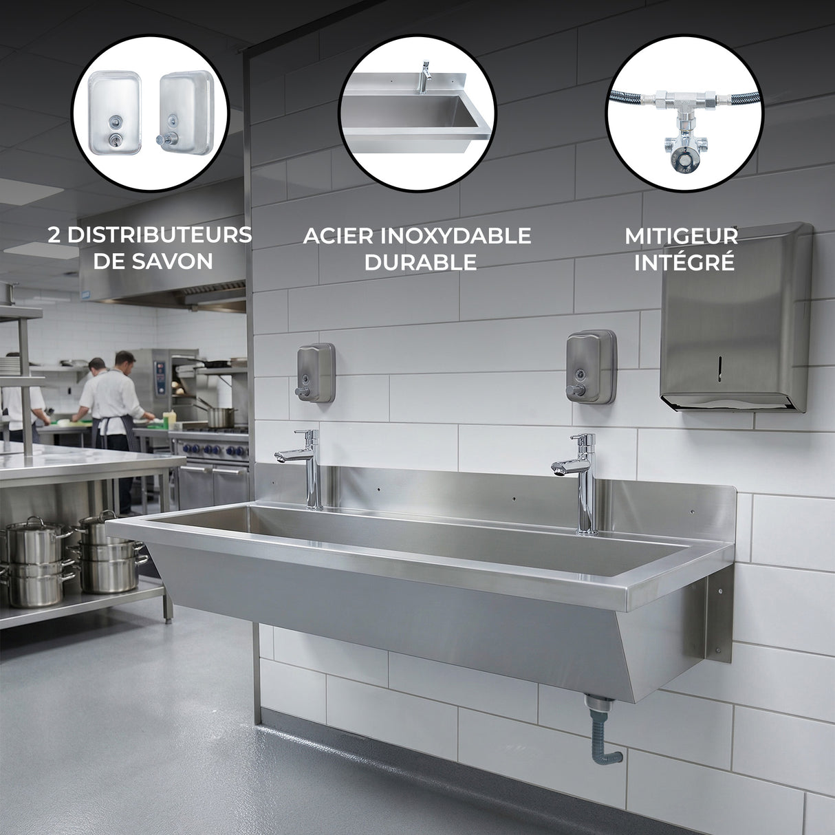 Lavabo Collectif en Inox - 1200 mm