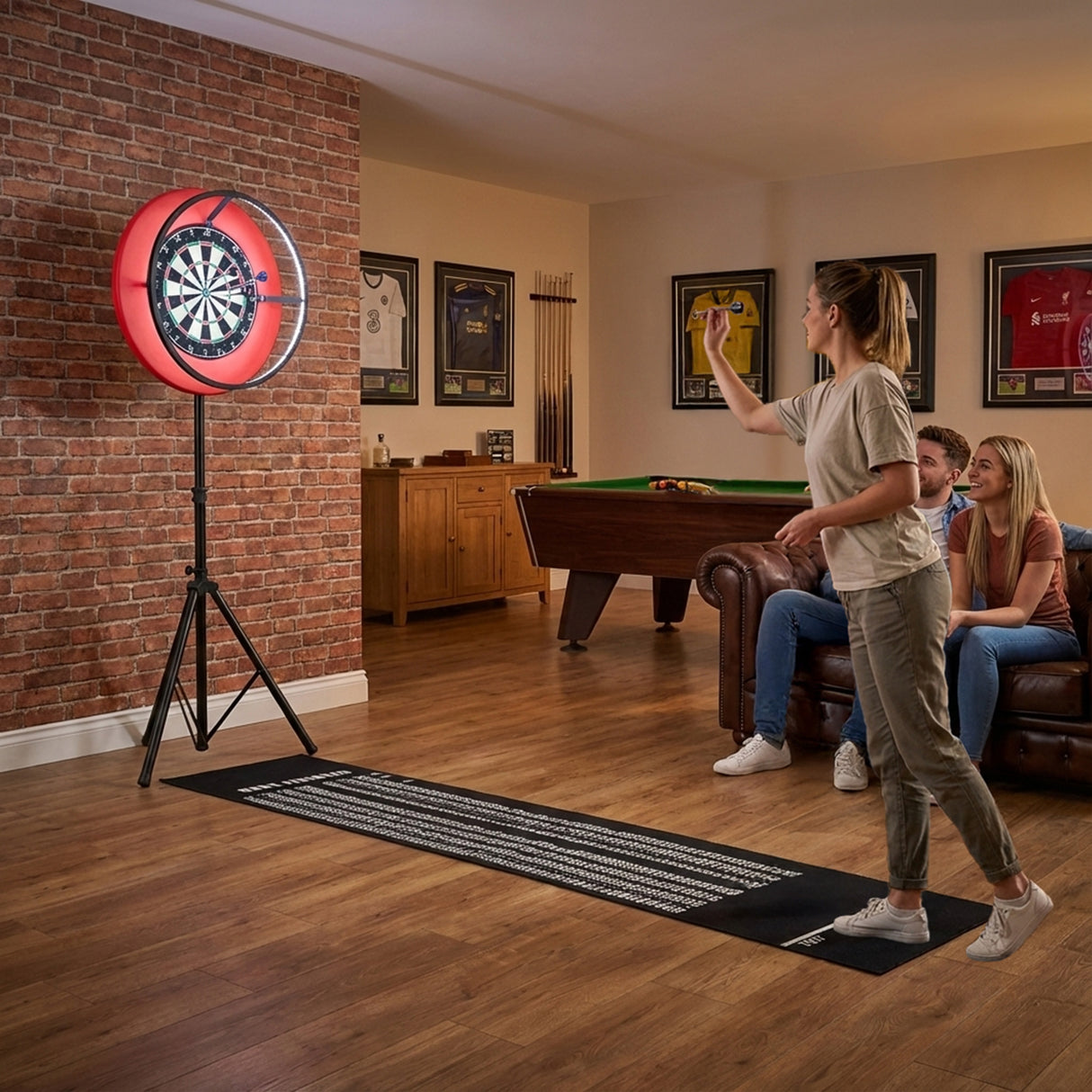 Lot de Table Multi Jeux 7 en 1, Ensemble de Fléchettes & Anneau LED - Chêne