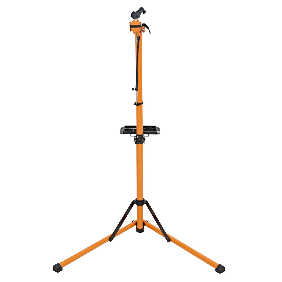 Pieds d'atelier mécanique Deluxe pour vélo, en métal orange, avec un support réglable et une base stable à trois pieds