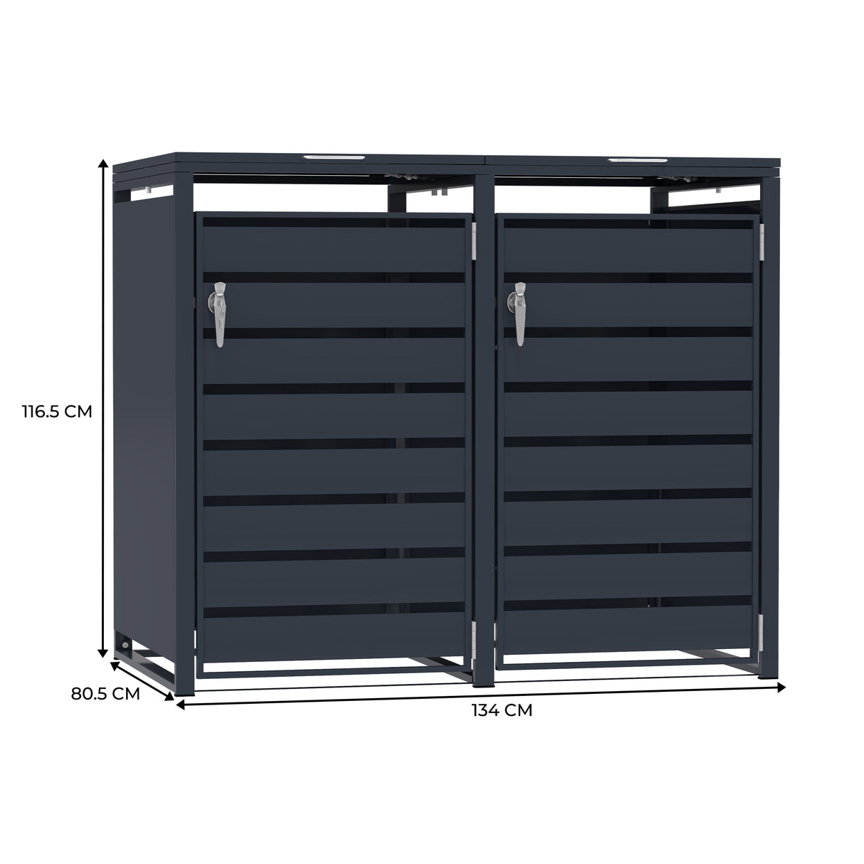 Abri Métallique pour 2 Poubelles à Roulettes - Anthracite