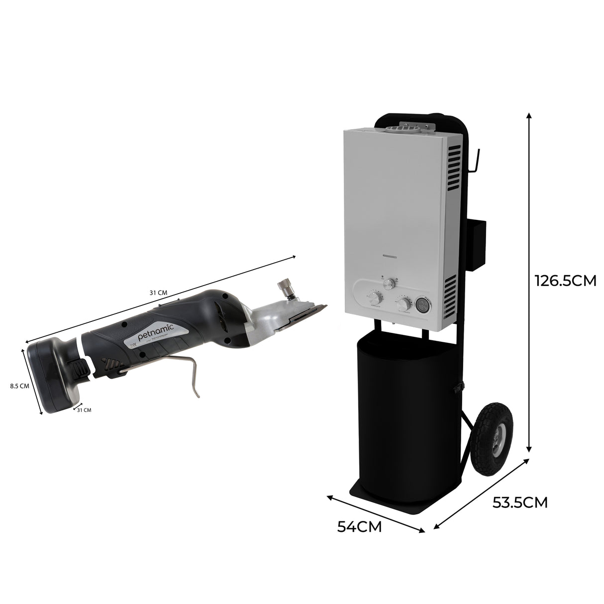 Douche de Cheval Portable Deluxe (Noir) avec Tondeuse sans fil