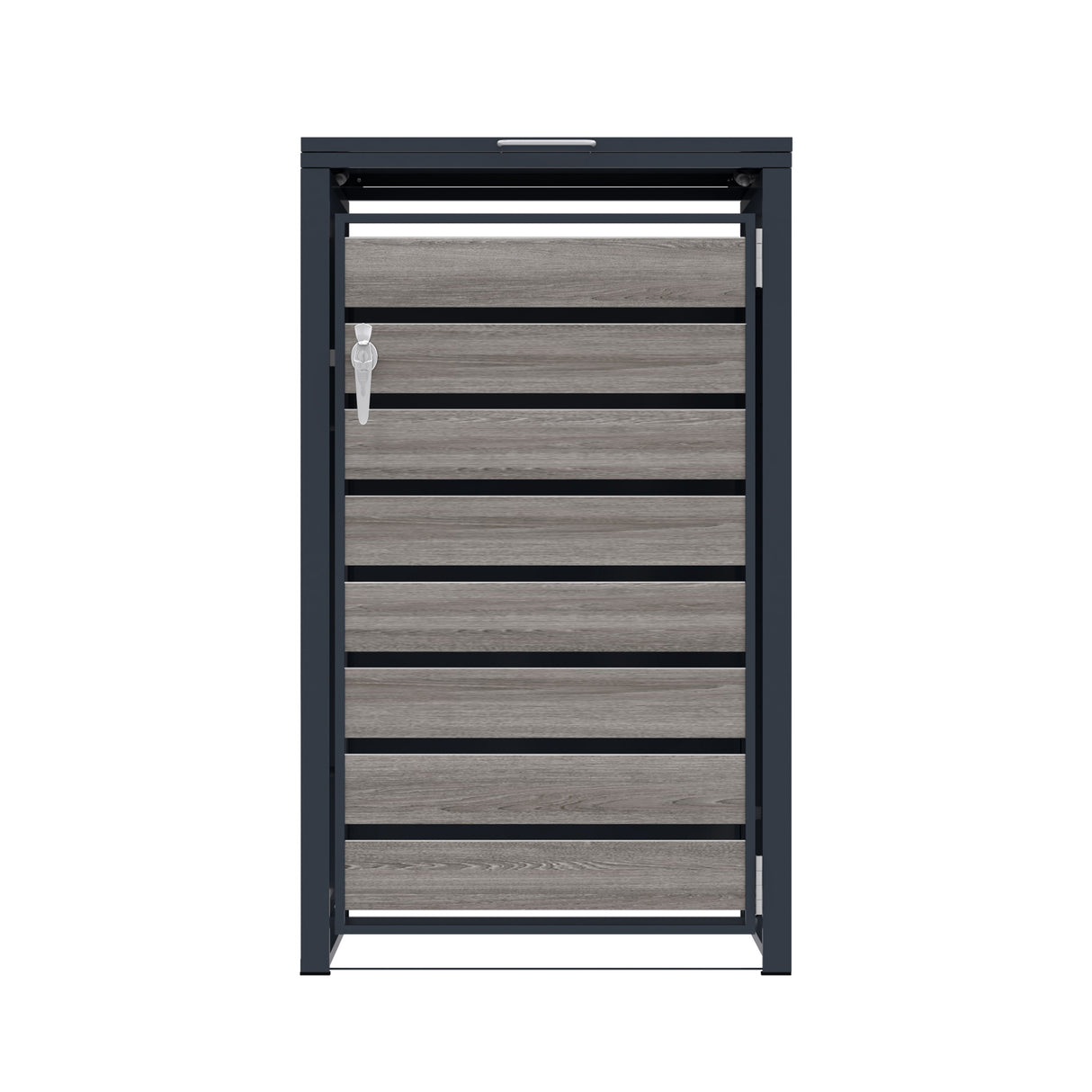 Abri Métallique pour 1 Poubelle à Roulettes - Anthracite et Bois Gris