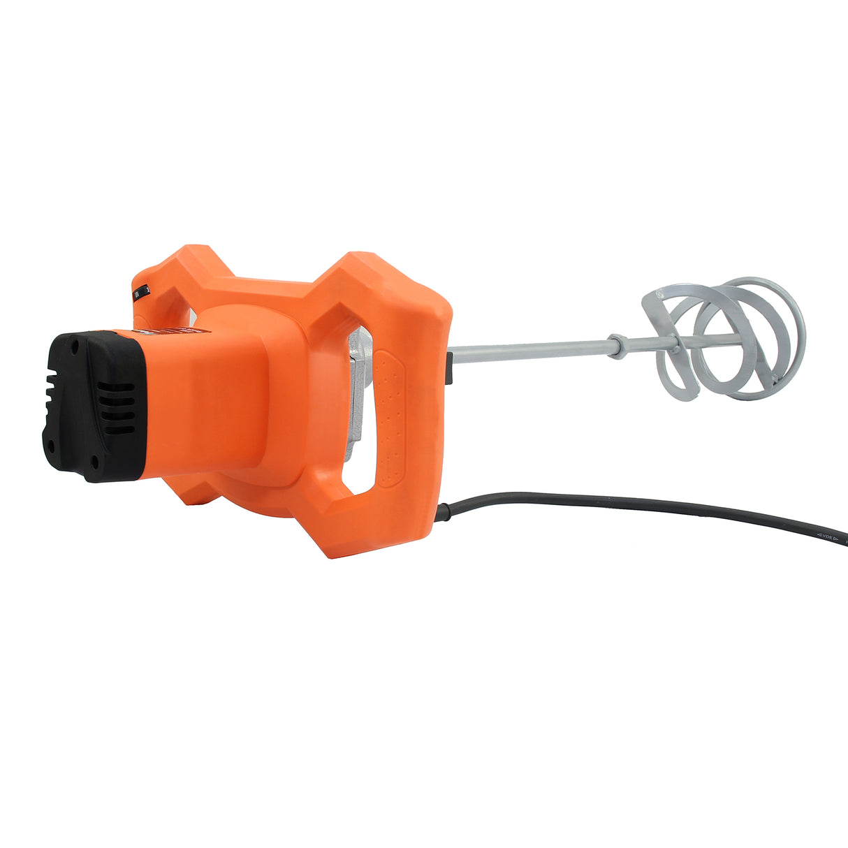 Batteur à main T-Mech orange vif avec un moteur puissant, équipé d'un fouet en métal pour mélanger efficacement les ingrédients