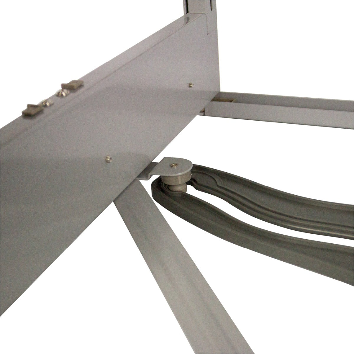 Paniers coulissants métalliques d'angle côté gauche, finition grise, structure robuste et design fonctionnel pour un rangement optimal