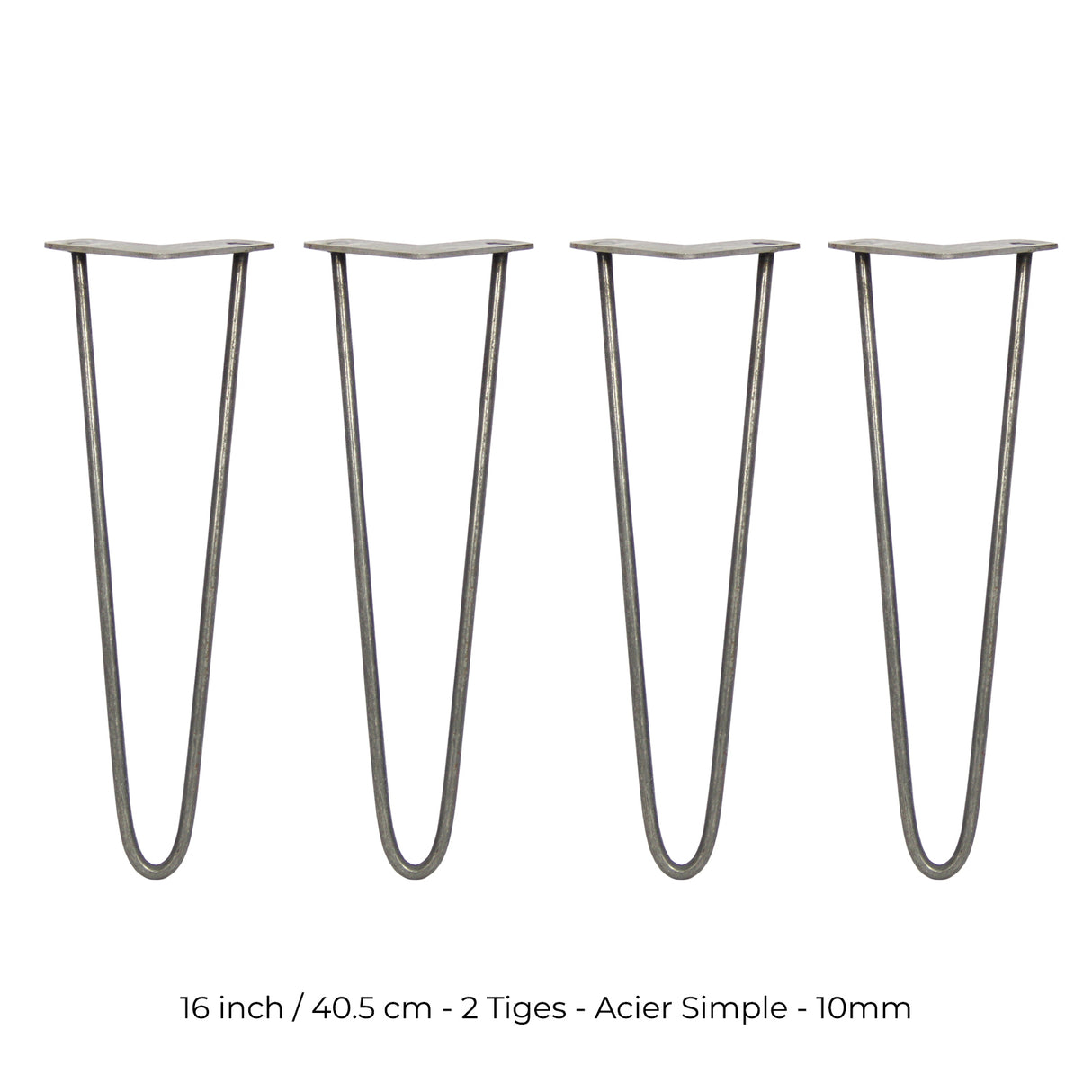 4 Pieds de Table en Epingle à Cheveux - 40,6cm - 2 Tiges - 10mm