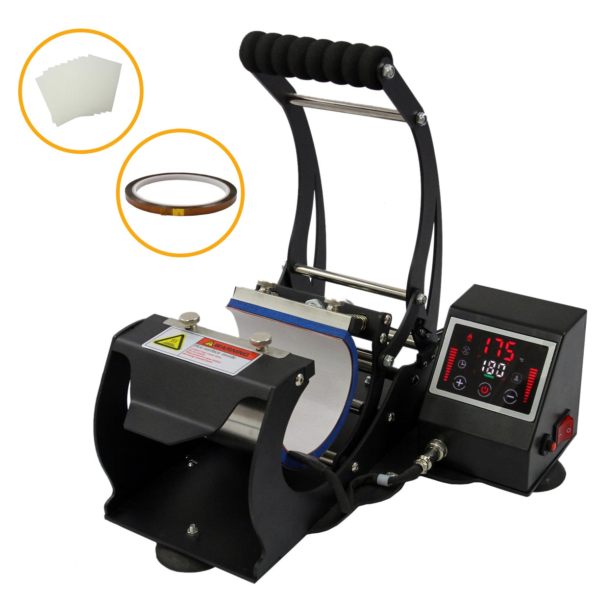 PixMax Lot de Presse à Tasses 2.0, Papier de Sublimation & Ruban Thermorésistant