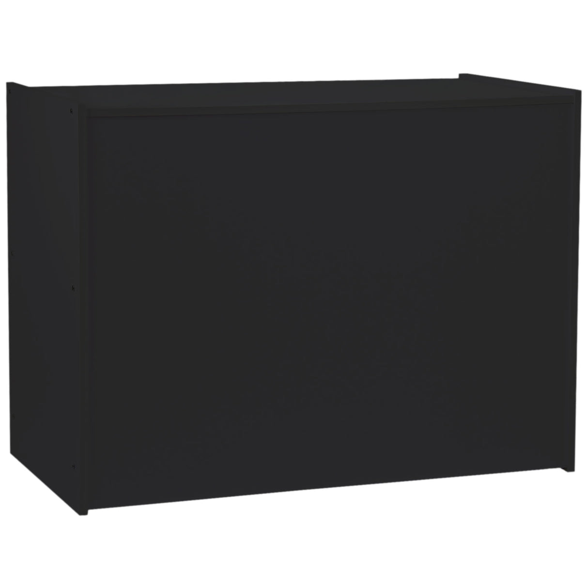 Comptoir de vente noir A1200, design moderne, finition lisse, forme rectangulaire, idéal pour les espaces commerciaux ou d'accueil