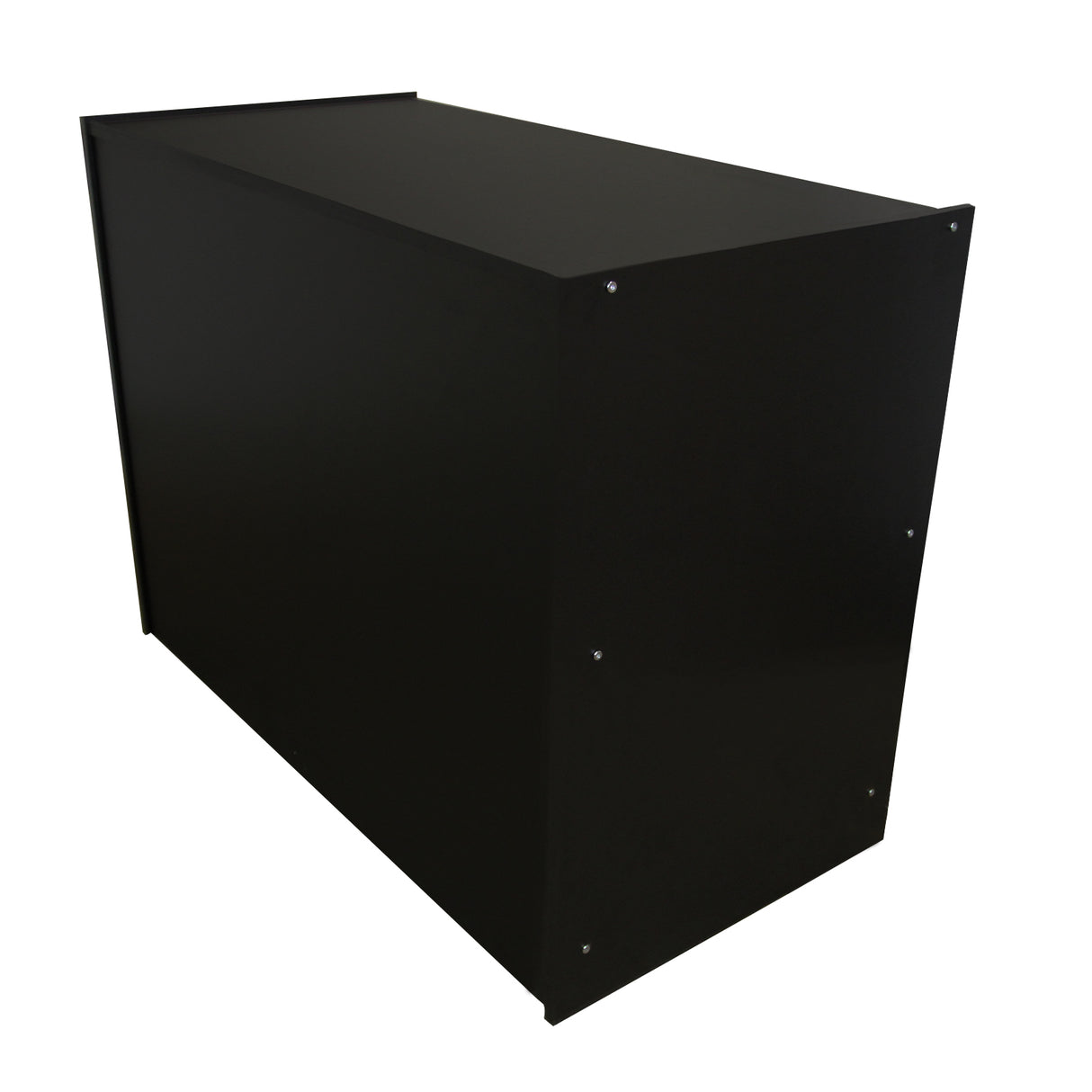 Comptoir de vente noir A1200, design moderne, surface lisse, finition mate, angles droits, idéal pour les espaces commerciaux