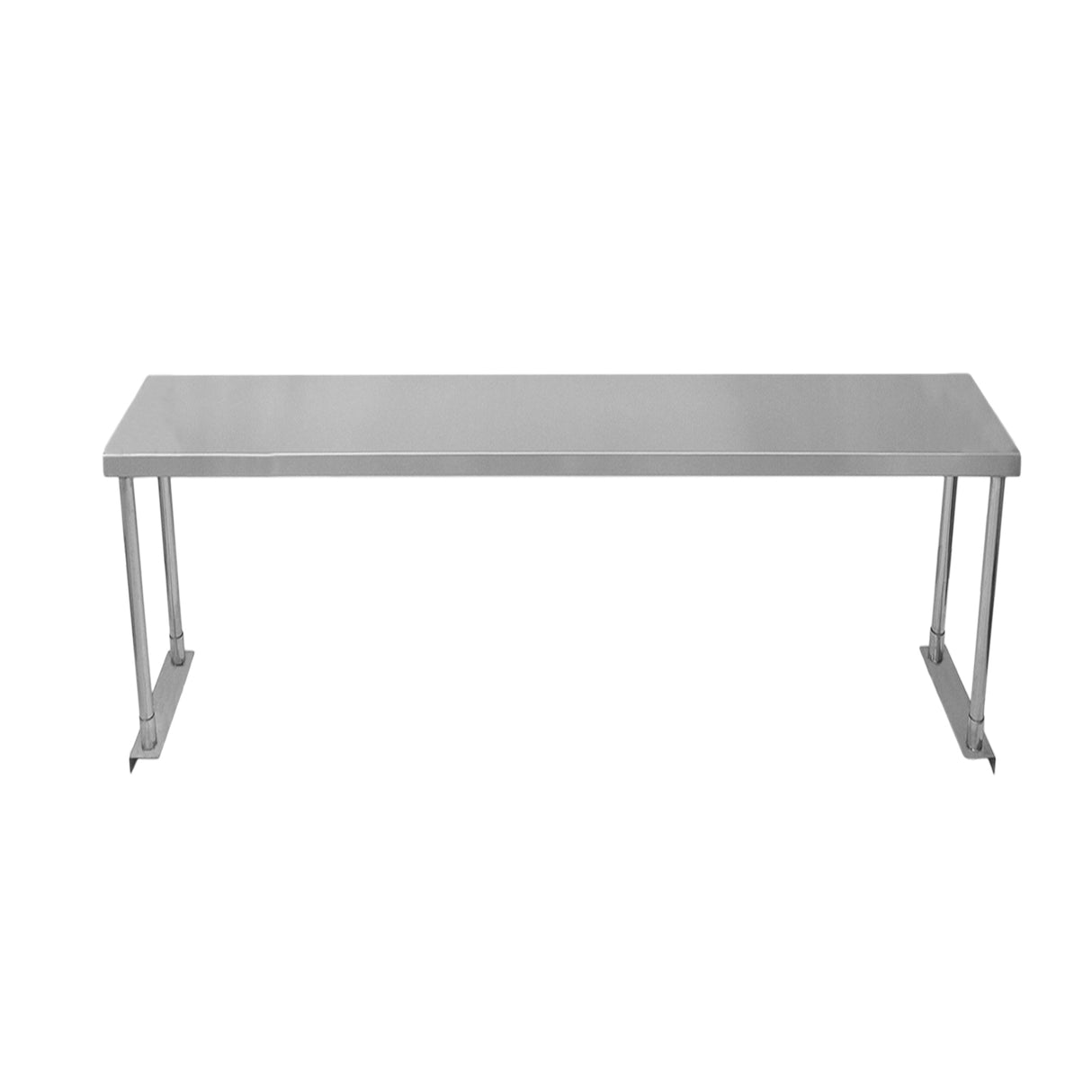 Étagère d'appoint en acier inoxydable, finition argentée, design minimaliste, dimensions 150 cm, idéale pour le rangement moderne