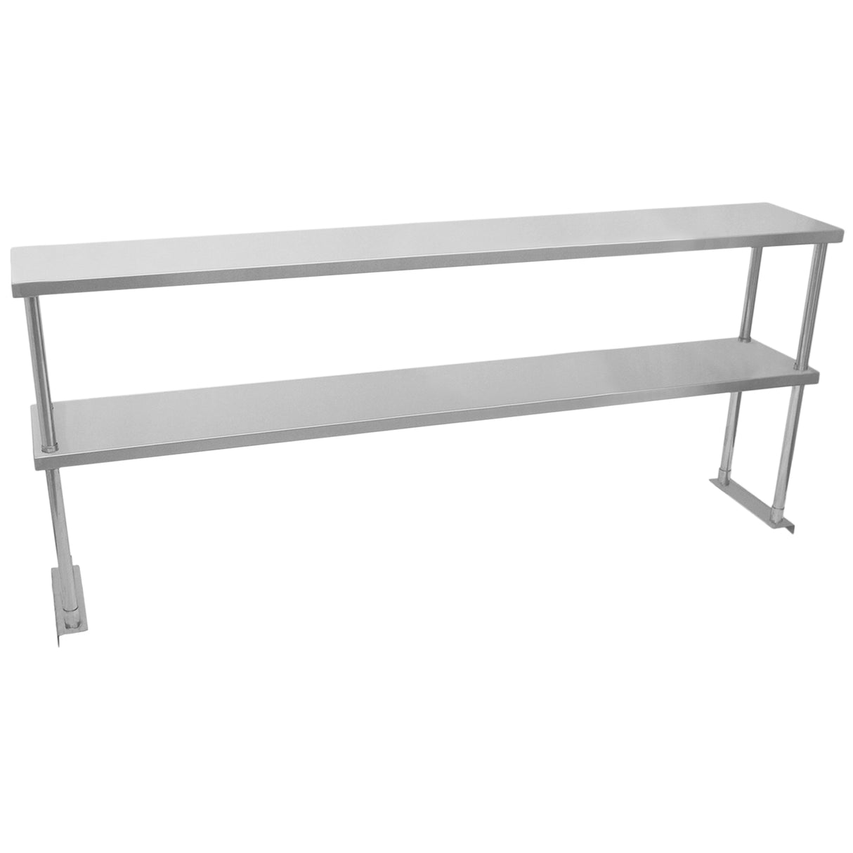 Étagère d'appoint à 2 niveaux en métal argenté, avec des étagères lisses et modernes, idéale pour le rangement et la décoration intérieure