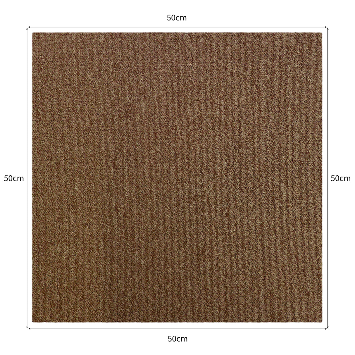 Dalle de moquette brun sable de 50 cm x 50 cm, texture douce et résistante, idéale pour un revêtement de sol chaleureux et moderne