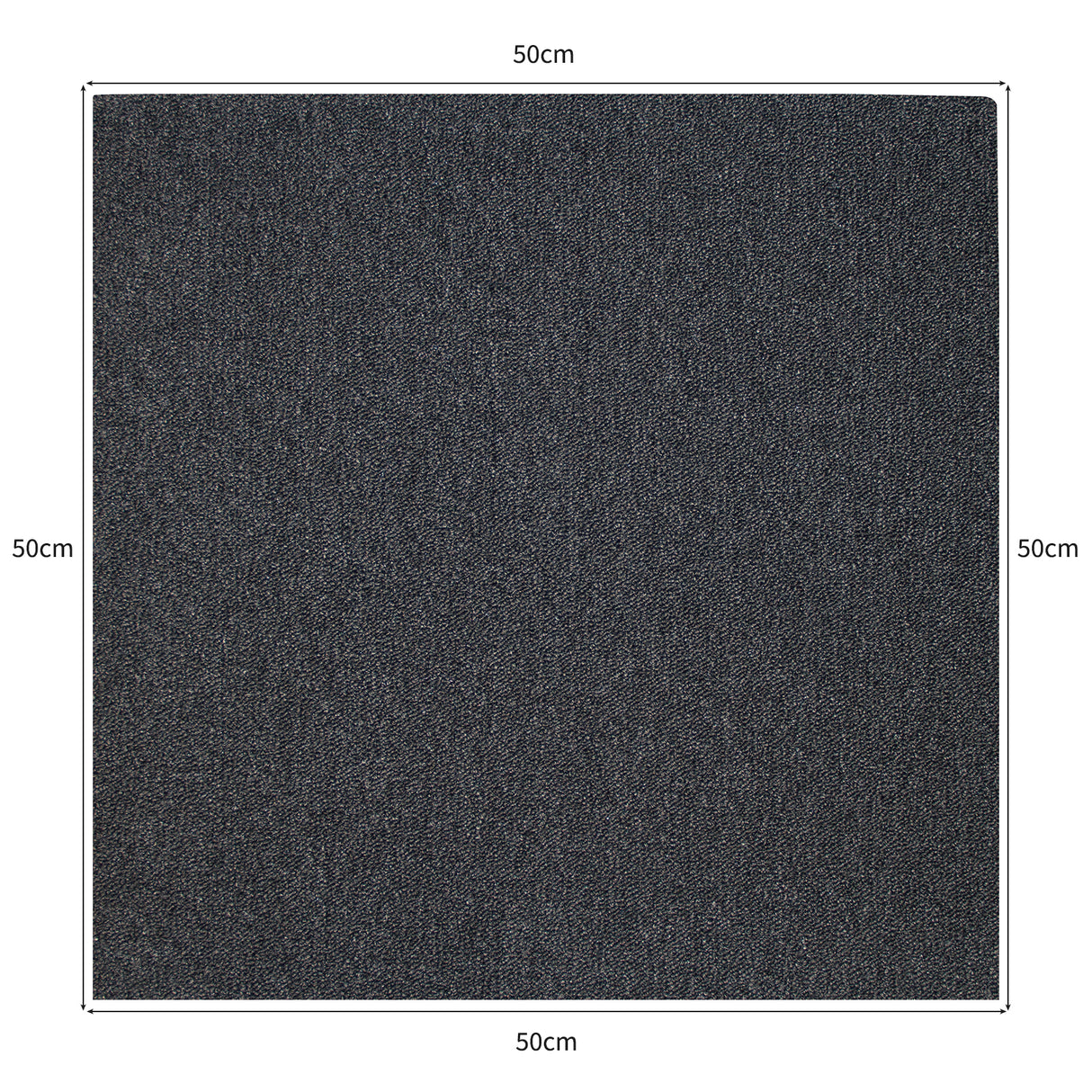 Dalles de moquette noir charbon 50cm x 50cm, texture douce et résistante, parfaites pour un sol élégant et moderne