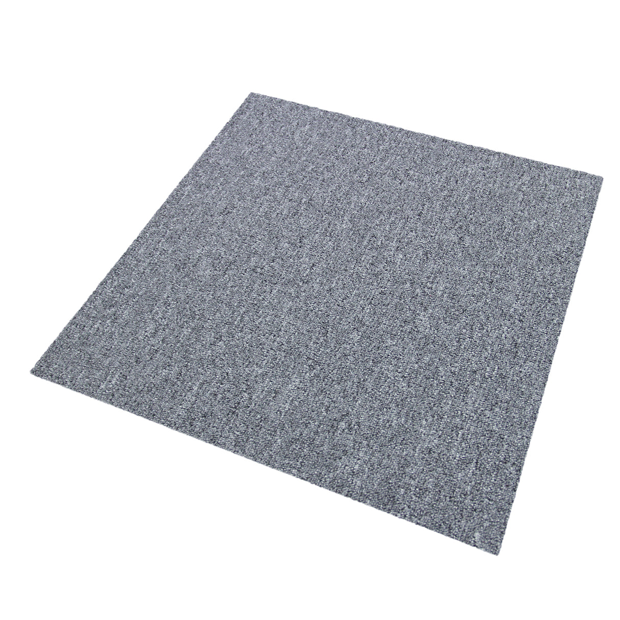 Dalles de moquette gris platine, texture douce et uniforme, dimensions 50 cm x 50 cm, parfaites pour un sol moderne et élégant