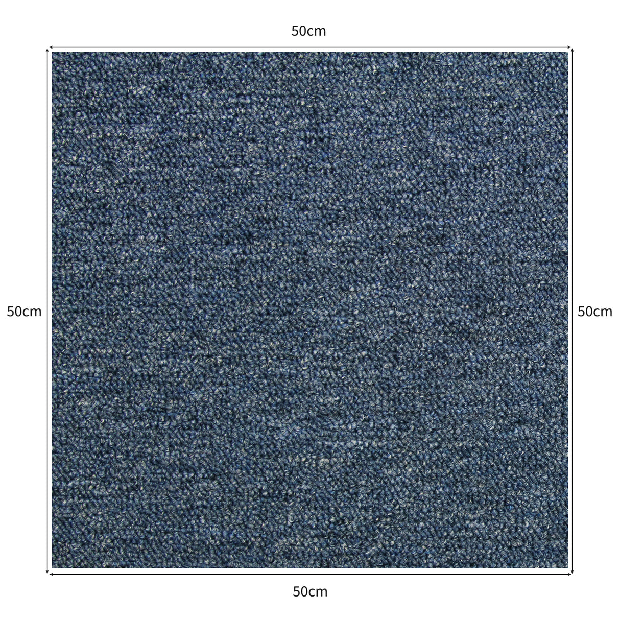 Dalle de moquette bleu tempête de 50 cm x 50 cm, texture douce et résistante, idéale pour un sol élégant et moderne