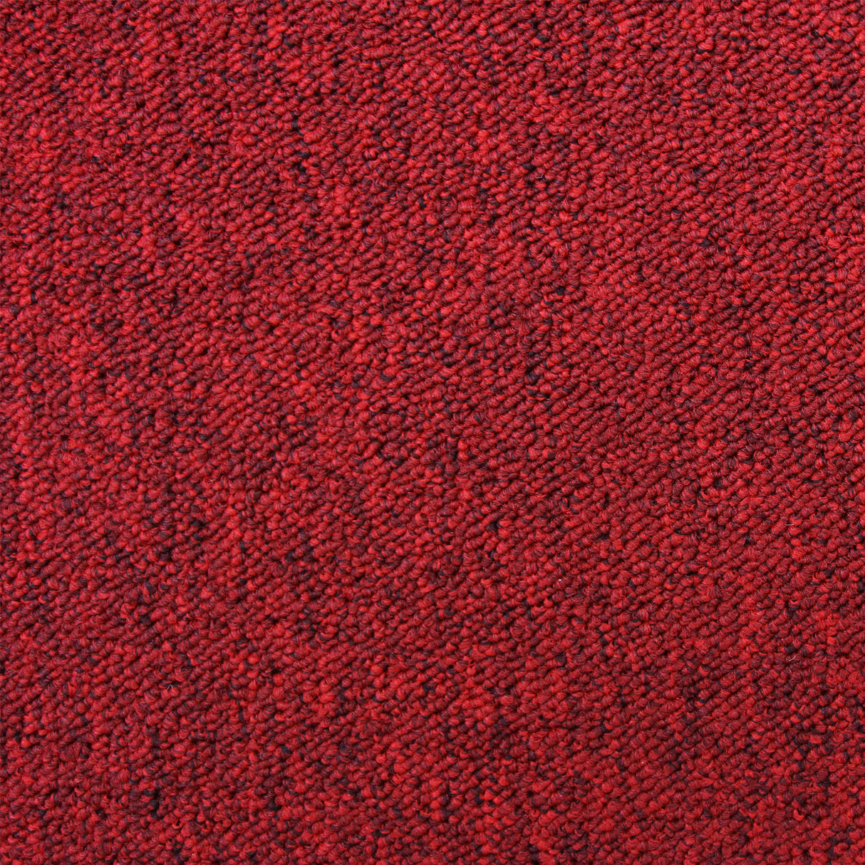 Dalles de moquette rouge écarlate, texture douce et tissée, dimensions 50cm x 50cm, parfaites pour un sol élégant et chaleureux