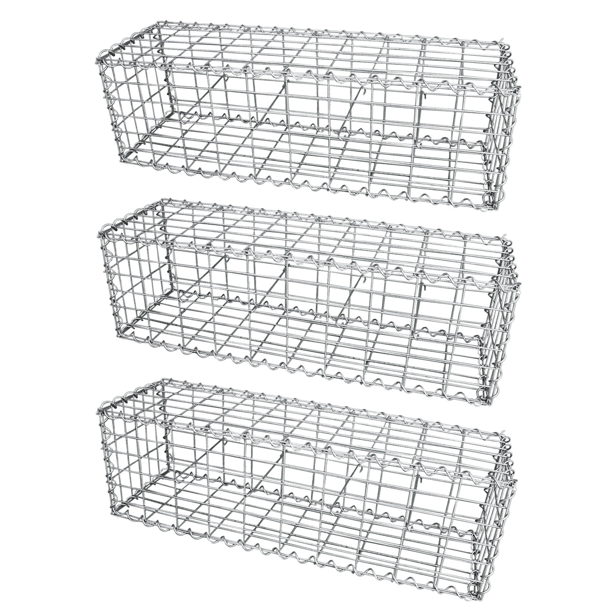 Lot de 3 Paniers de Gabions 100 cm x 30 cm x 30 cm